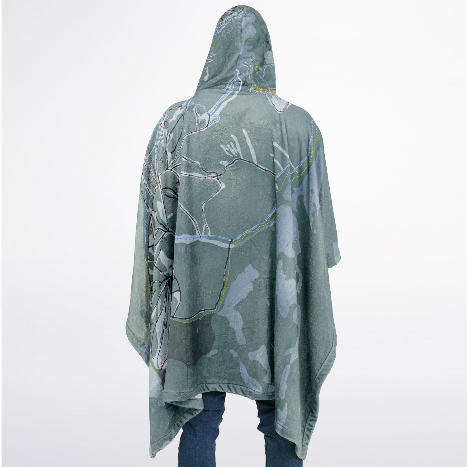 Panorama, British Columbia Ski Resort Map Flannel Blanket Poncho