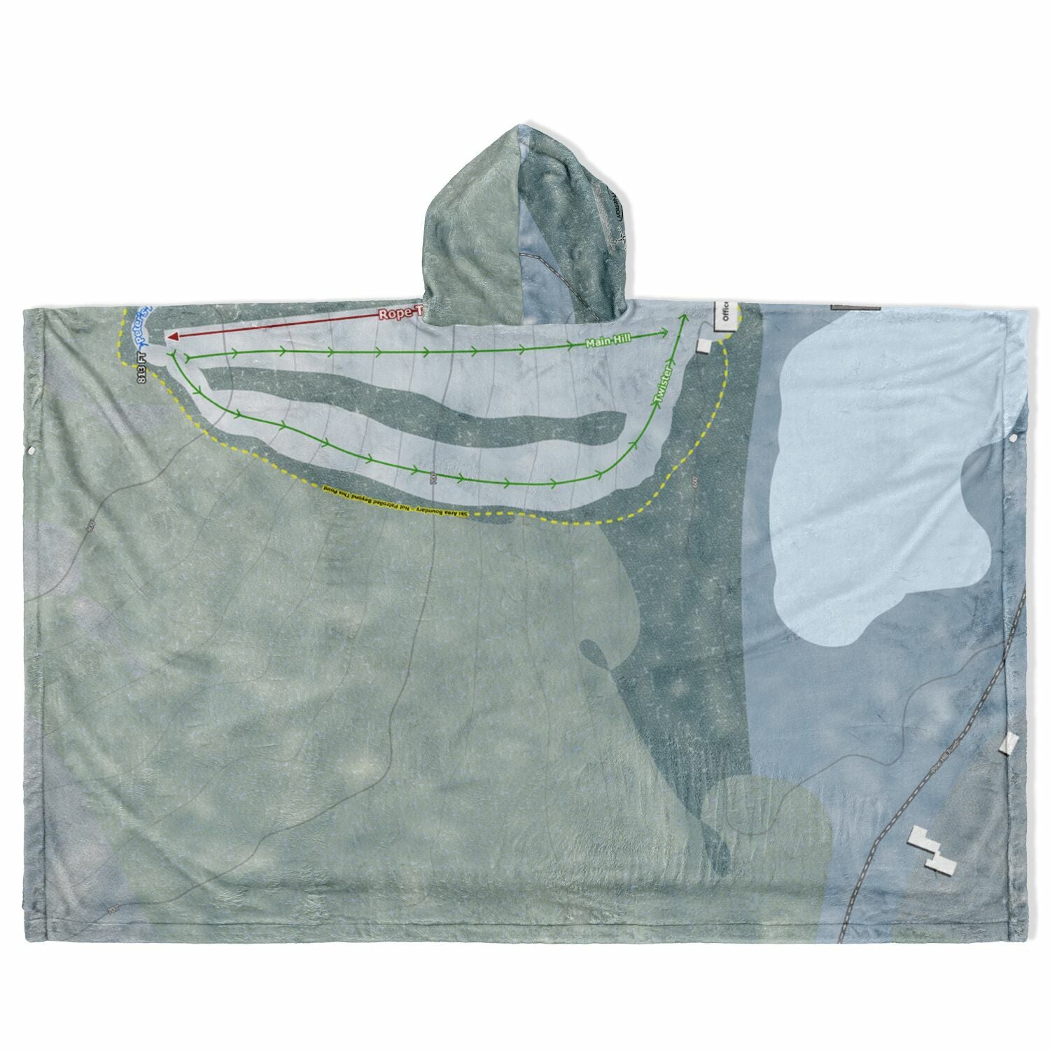 Abenaki, New Hampshire Ski Resort Map Flannel Blanket Poncho