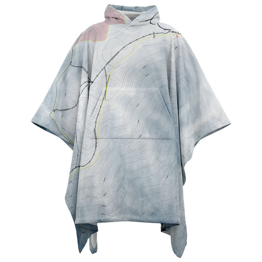 Mt Hutt, New Zealand Ski Resort Map Flannel Blanket Poncho - Powderaddicts