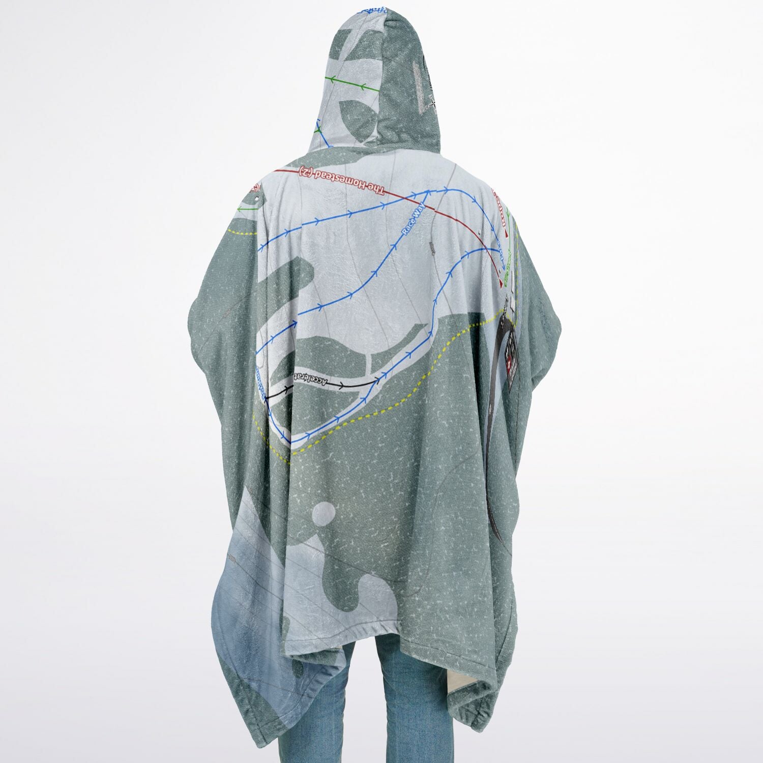 Cooper Spur, Oregon Ski Resort Map Flannel Blanket Poncho