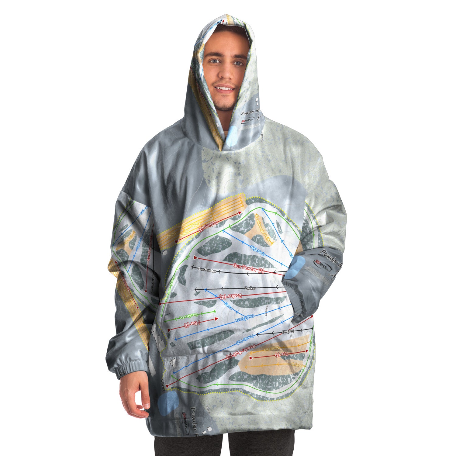 Powder Ridge, Minnesota Ski Trail Map Snug Hoodie