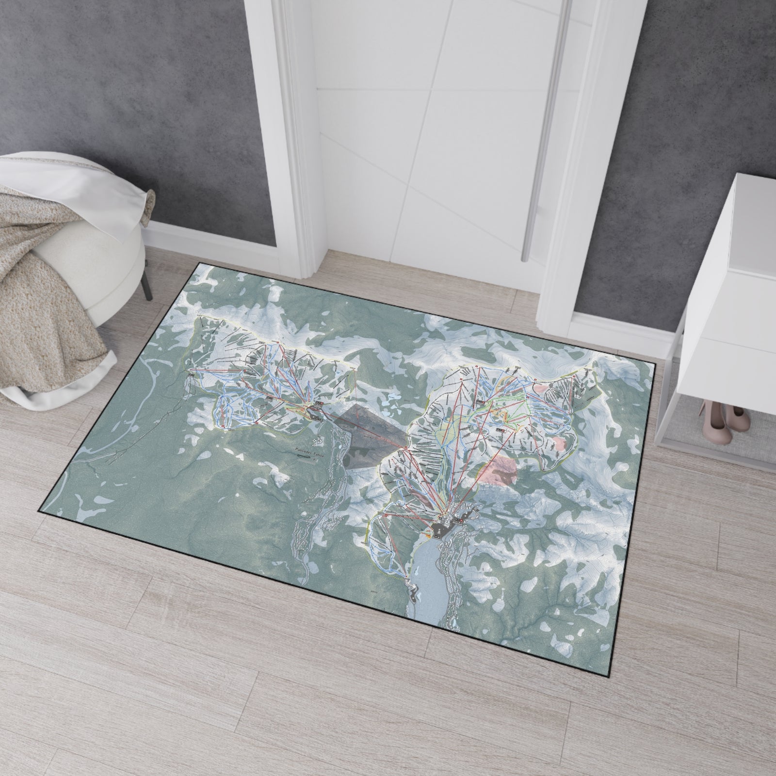 Palisades Tahoe, California Ski Resort Map Heavy Duty Floor Mat
