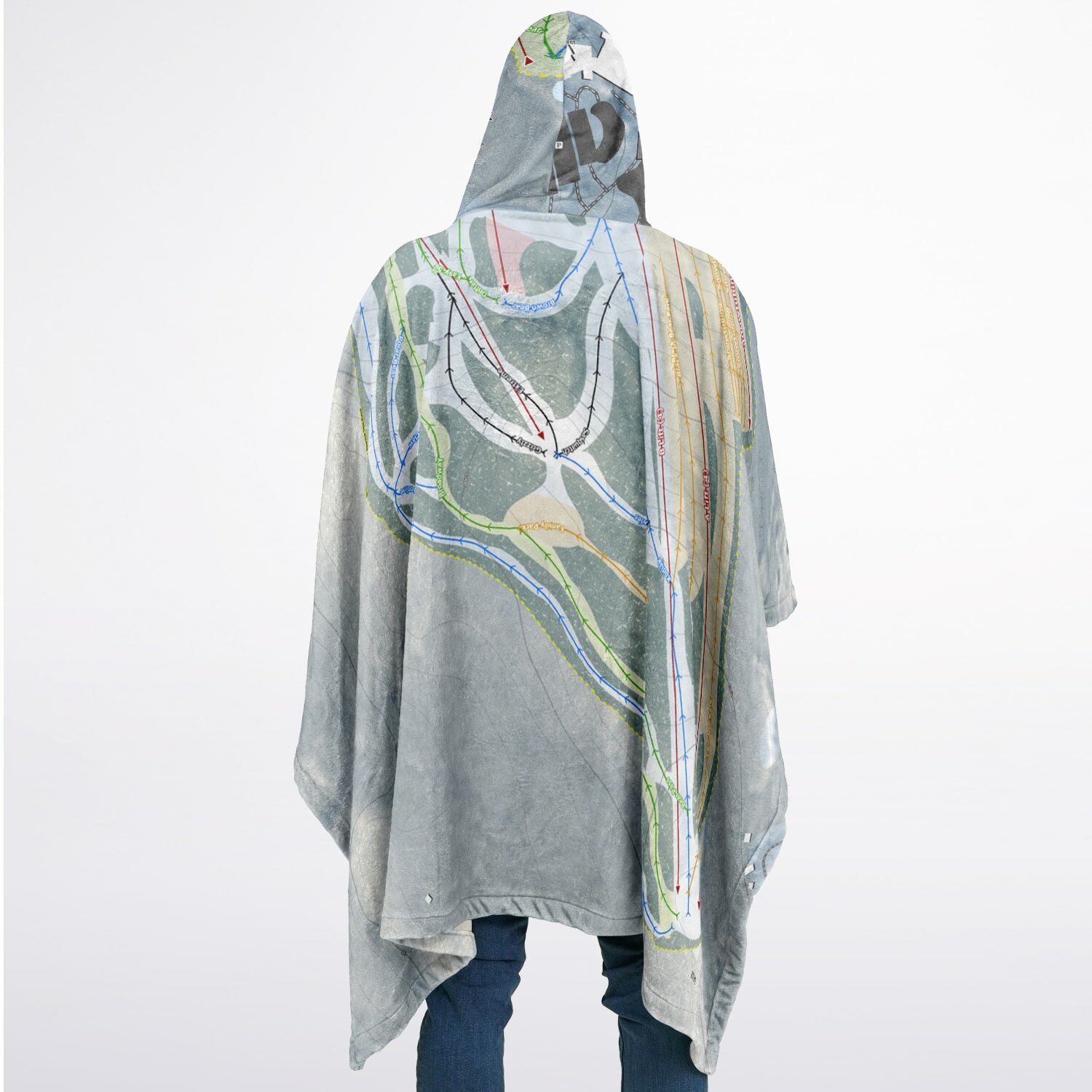 Bear Creek, Pennsylvania Ski Resort Map Flannel Blanket Poncho