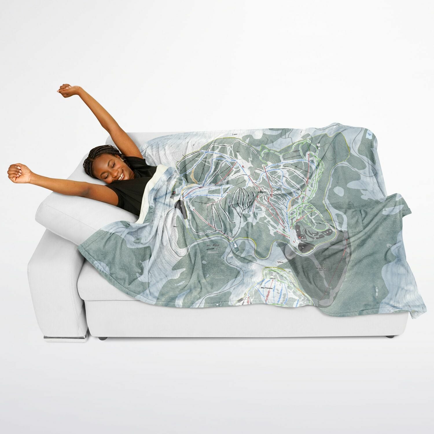 Mt Rose, Nevada Ski Resort Map Flannel Blanket Poncho