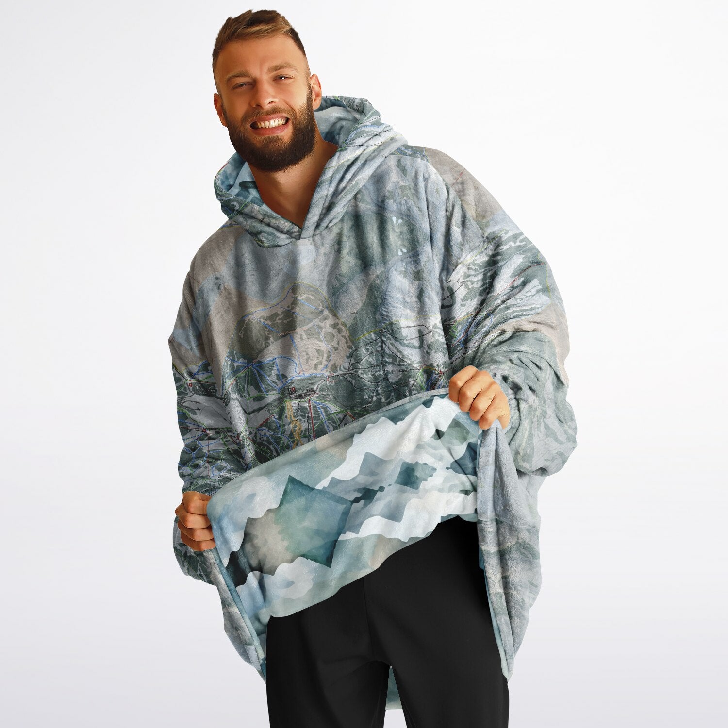 Powder Mountain, Utah Ski Resort Map Reversible Snug Hoodie