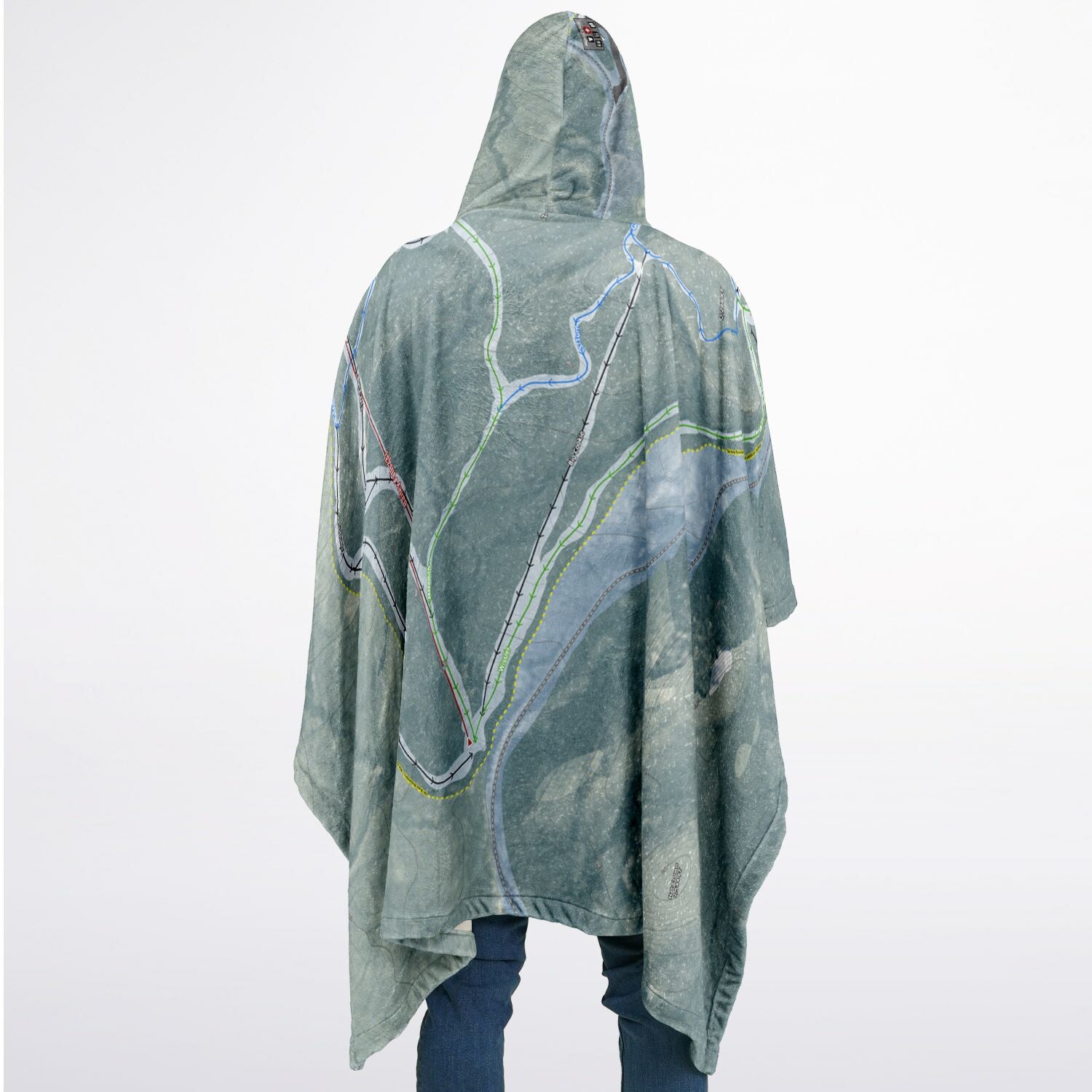 Middlebury Snow Bowl, Vermont Ski Resort Map Flannel Blanket Poncho