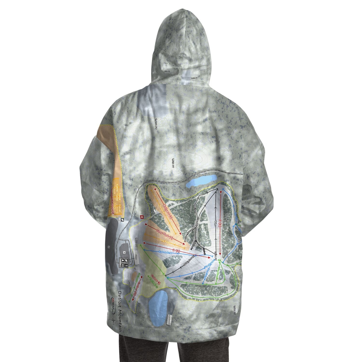 Detroit Mountain, Minnesota Ski Trail Map Snug Hoodie