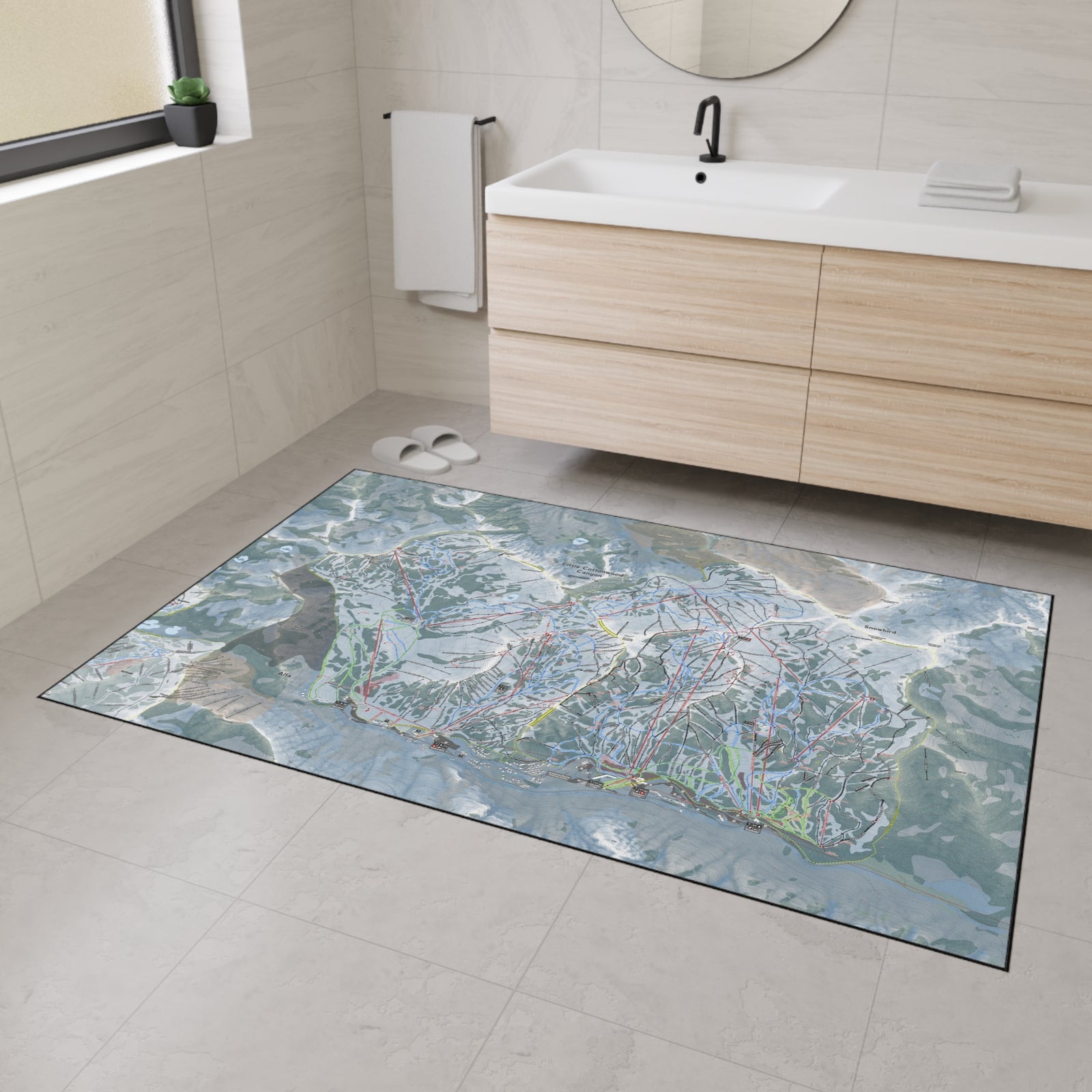 Little Cottonwood Canyon, Utah Ski Resort Map Heavy Duty Floor Mat