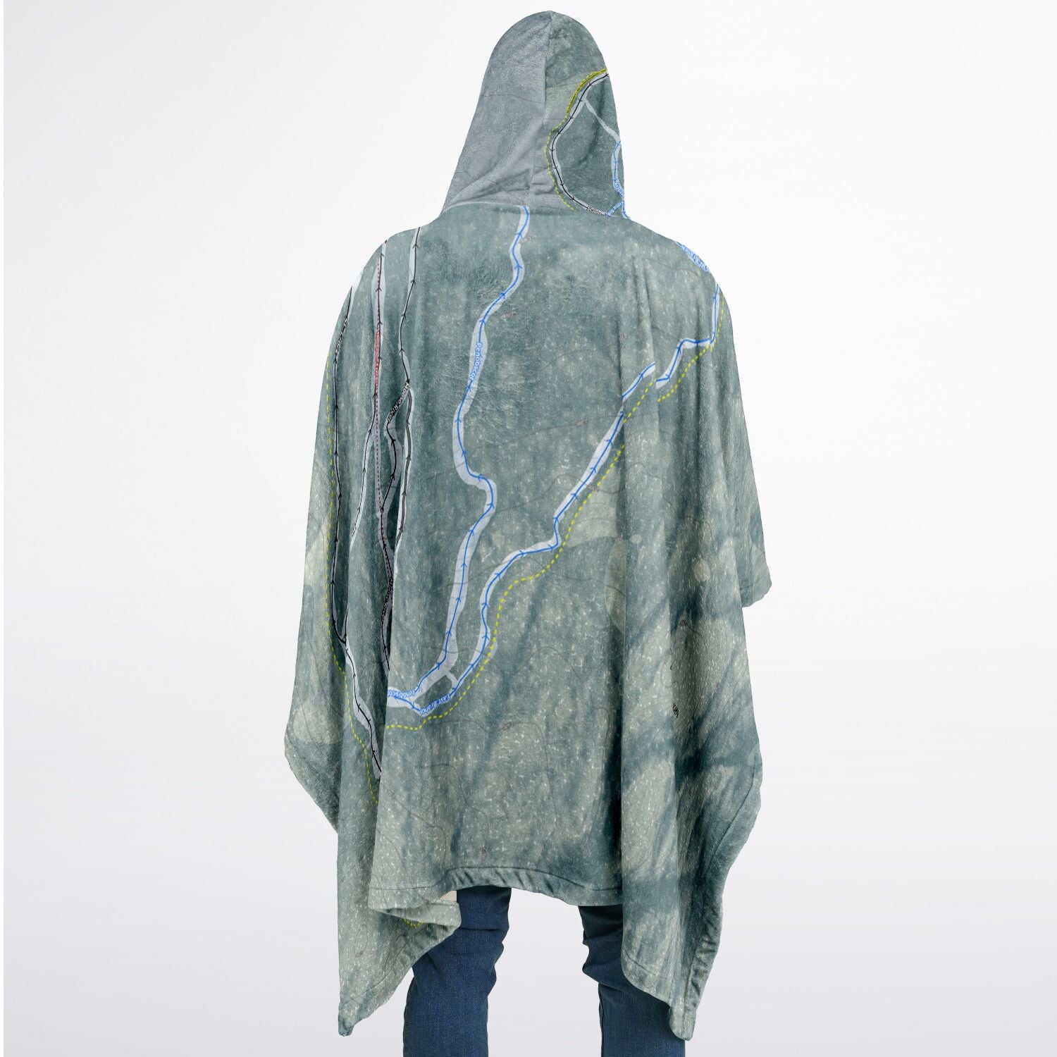 Big Moose Mountain, Maine Ski Resort Map Flannel Blanket Poncho