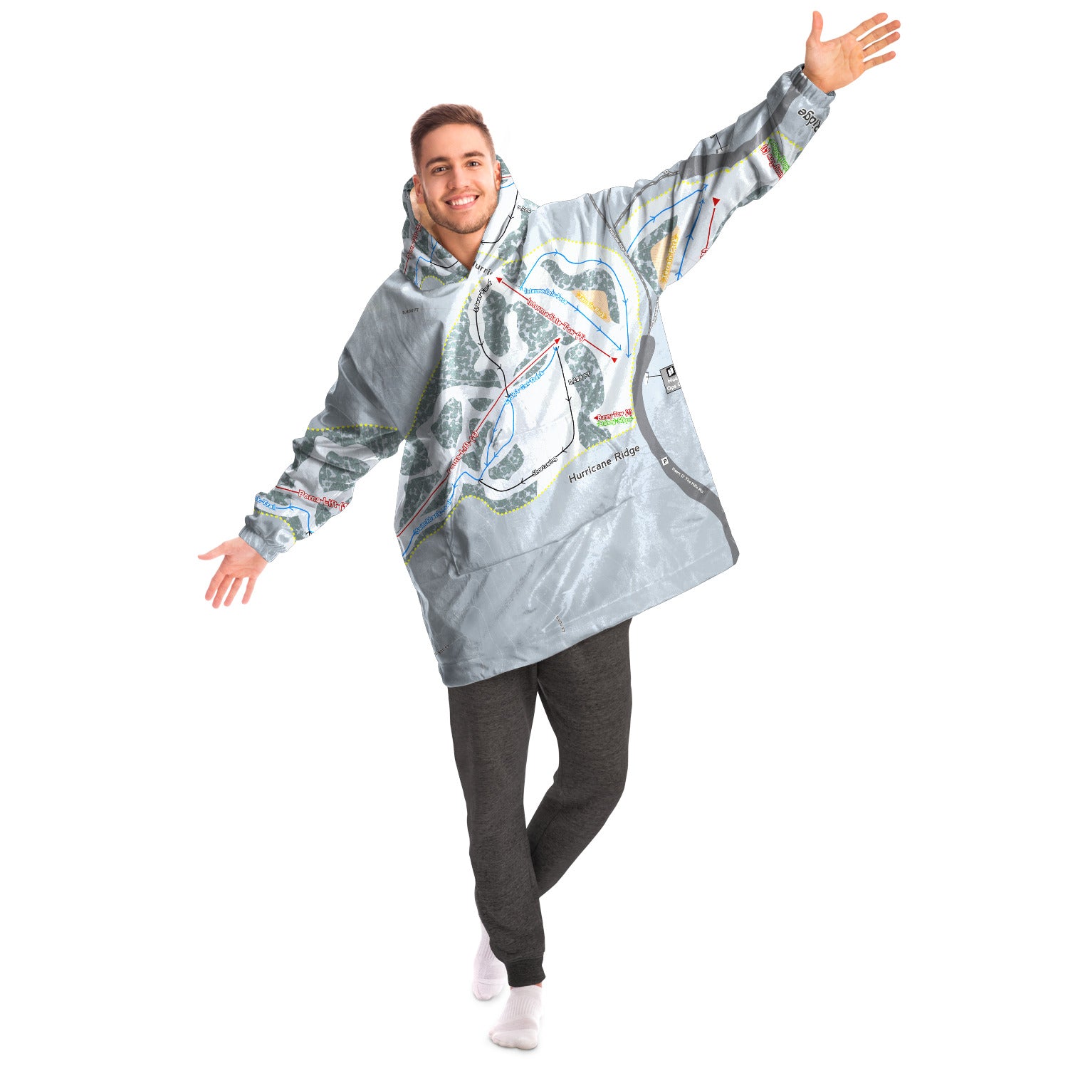 Hurricane Ridge, Washington Ski Trail Map - Snug Hoodie