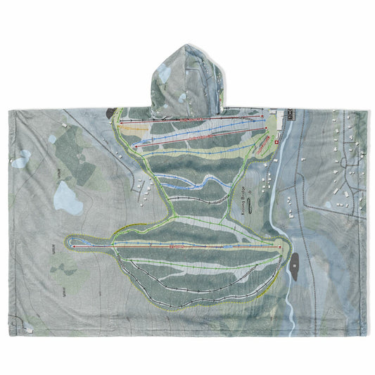 Kissing Bridge, New York Ski Resort Map Flannel Blanket Poncho