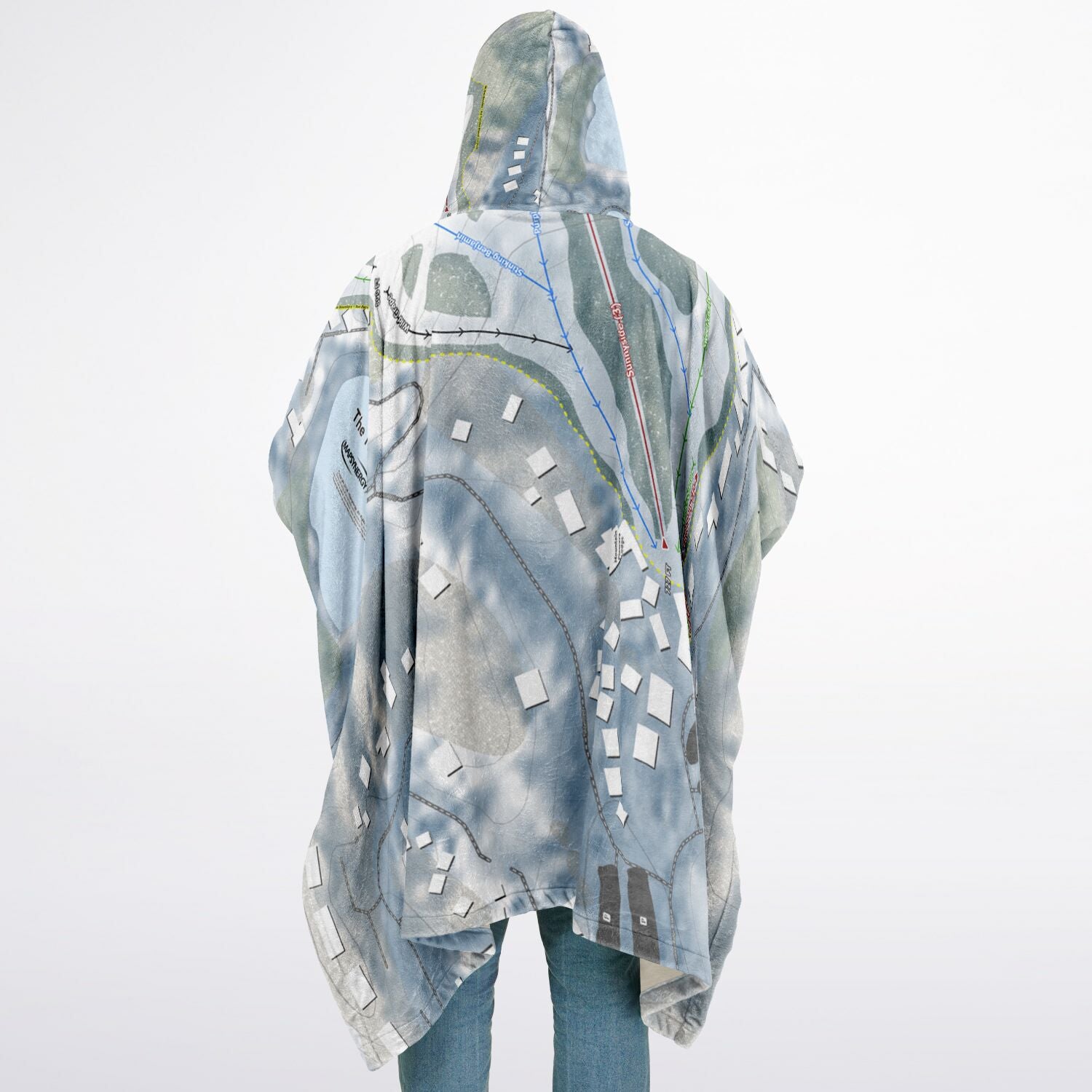 The Homestead, Michigan Ski Resort Map Flannel Blanket Poncho