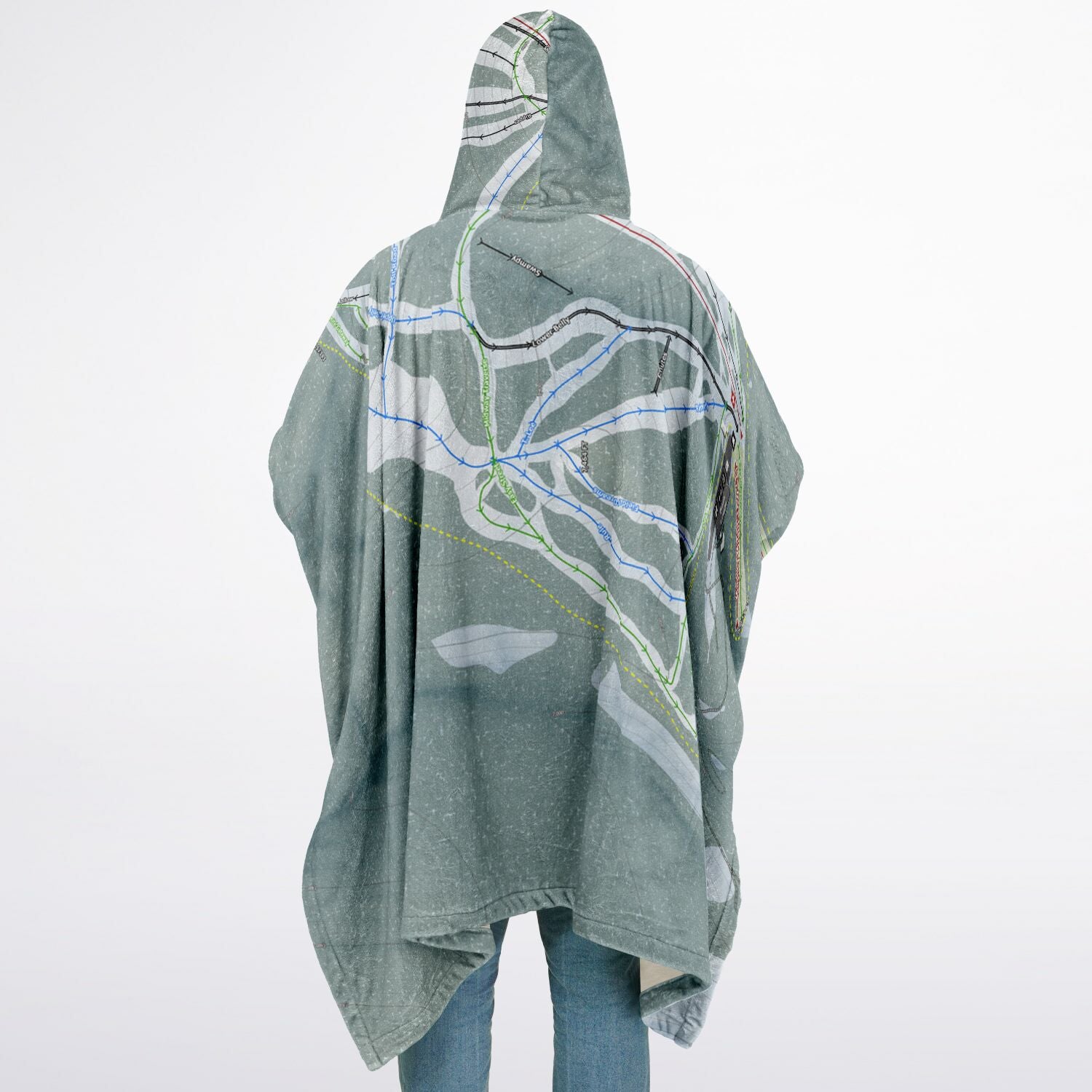 Maverick Mountain, Montana Ski Resort Map Flannel Blanket Poncho