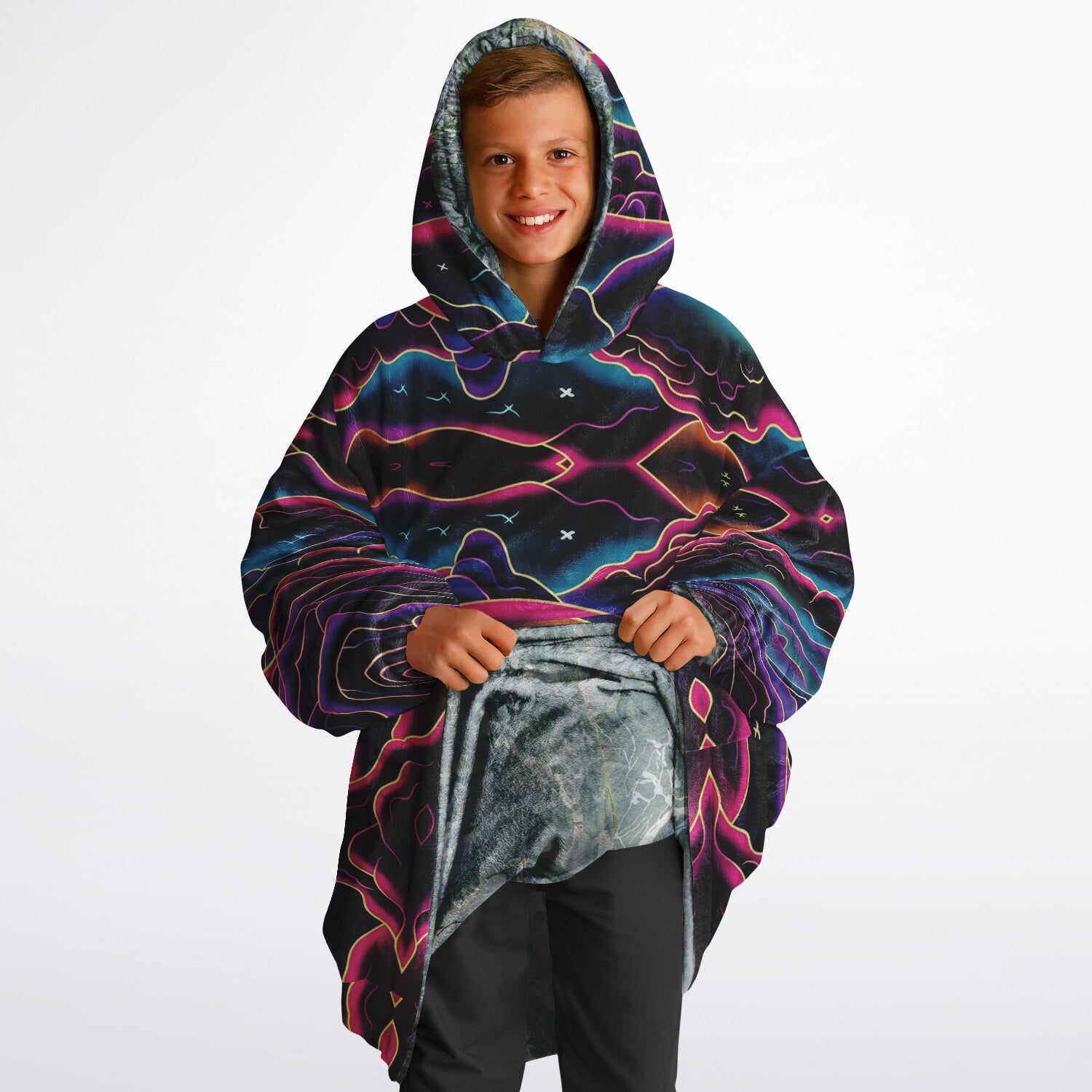 Powder Mountain, Utah Ski Resort Map Youth Reversible Snug Hoodie
