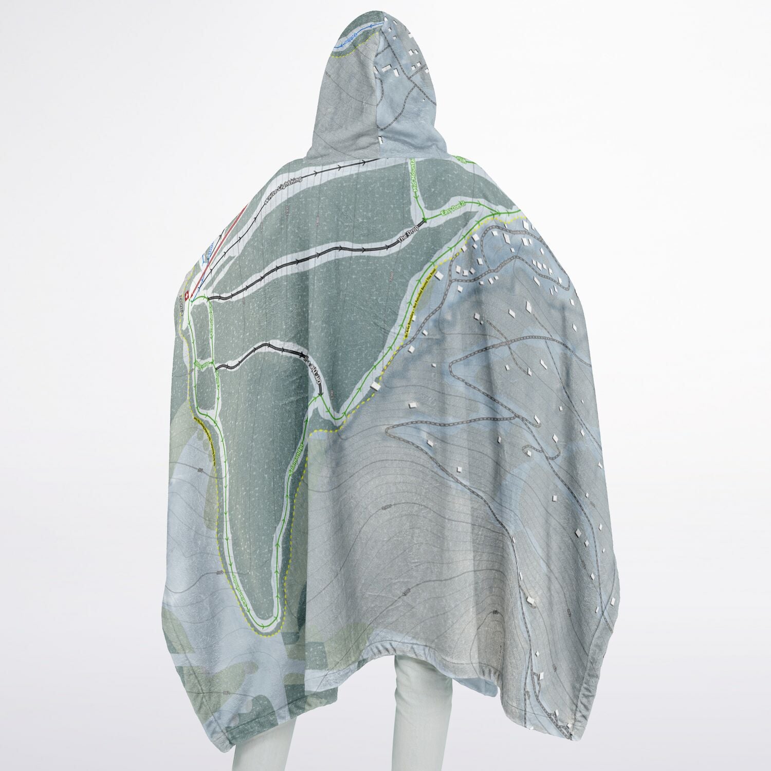 Timberline Mountain, West Virginia Ski Resort Map Flannel Blanket Poncho