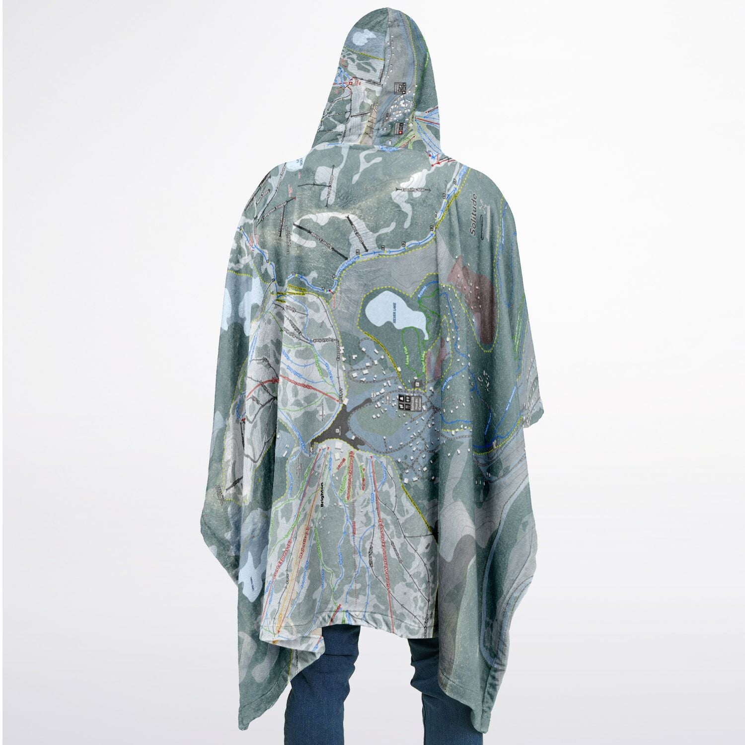 Solitude, Utah Ski Resort Map Flannel Blanket Poncho