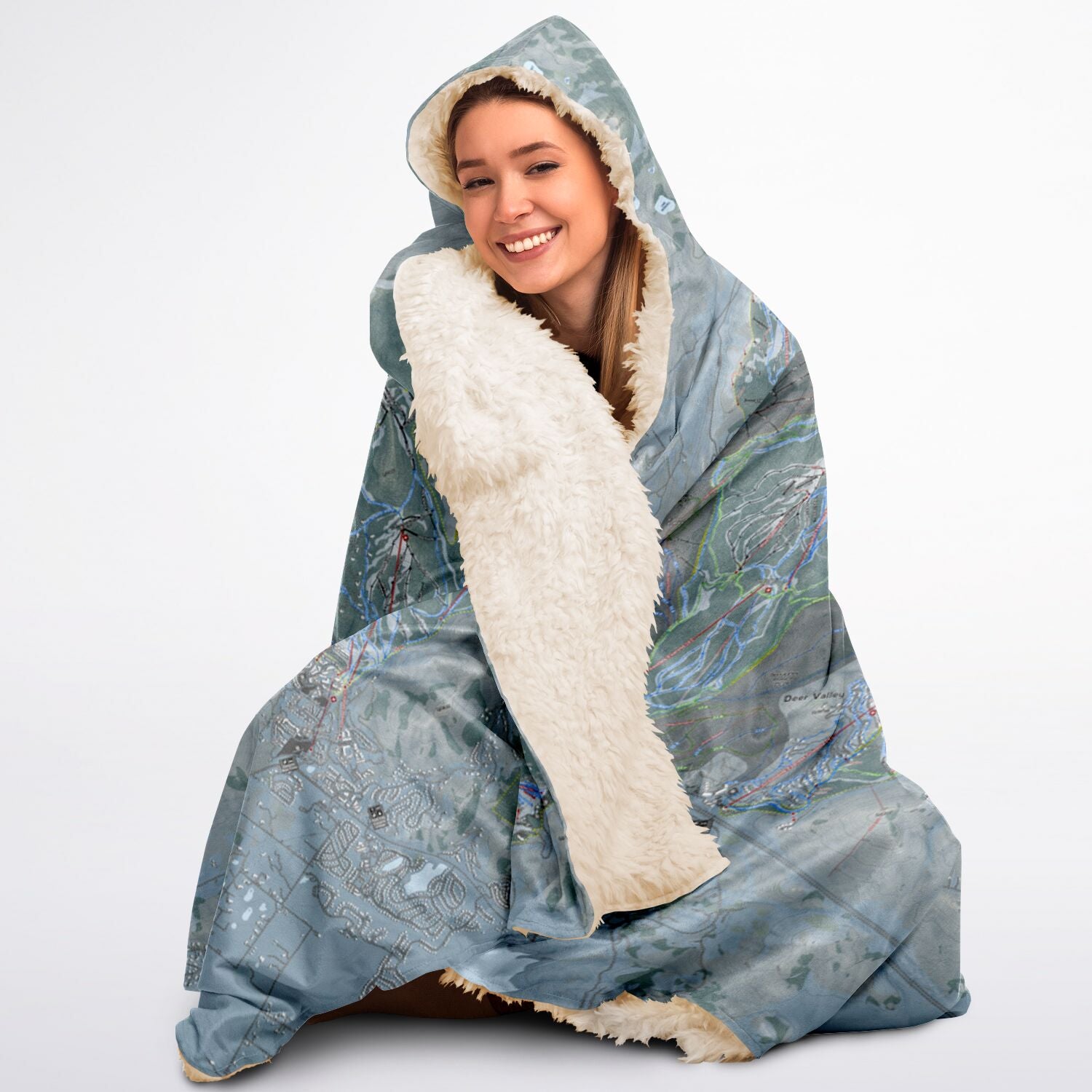 Wasatch Back, Utah Ski Trail Map - Adult Hooded Blanket