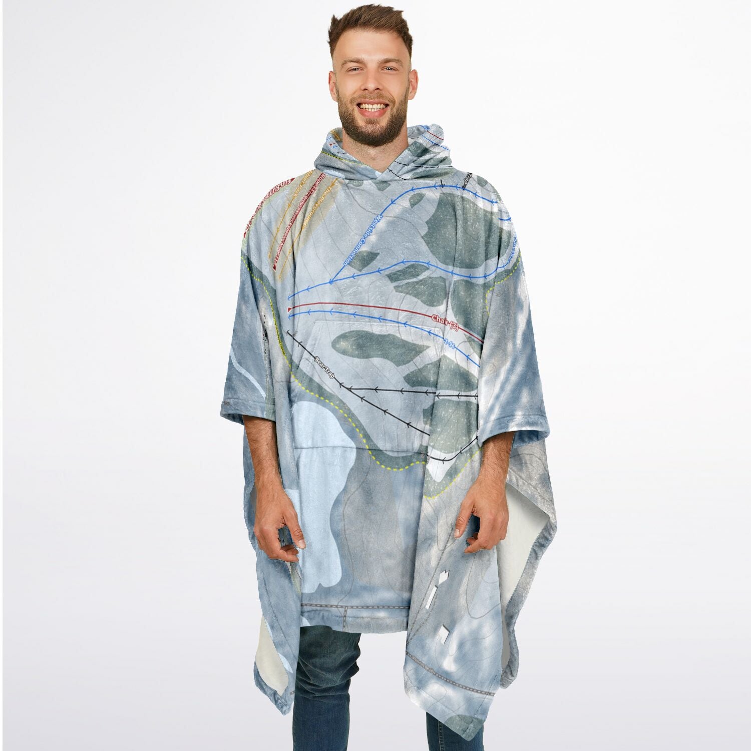 Cannonsburg, Michigan Ski Resort Map Flannel Blanket Poncho