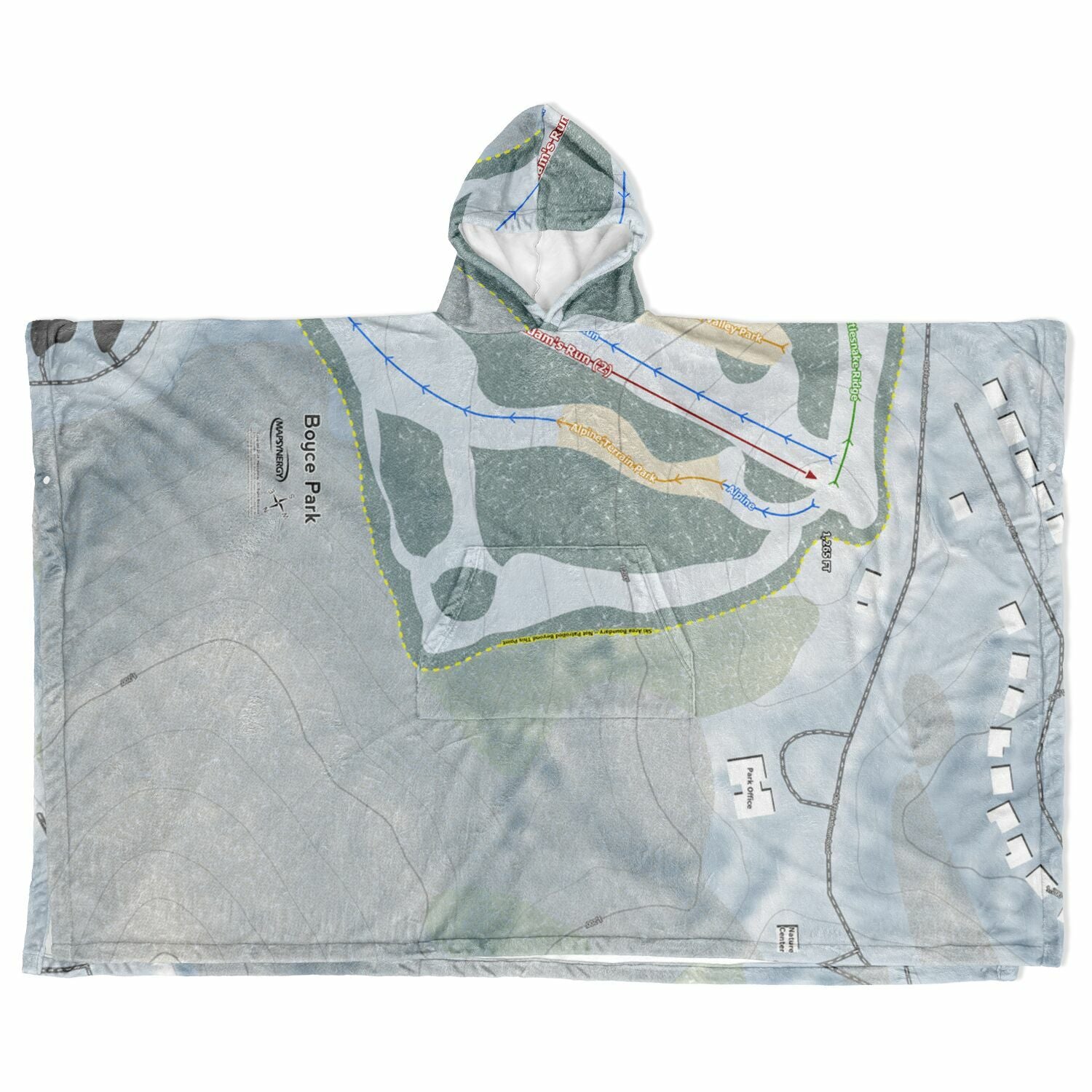 Boyce Park, Pennsylvania Ski Resort Map Flannel Blanket Poncho