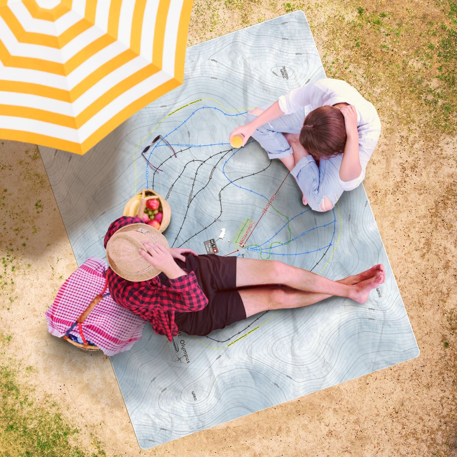 Mt Olympus, New Zealand Ski Resort Map Printed Beach Towel