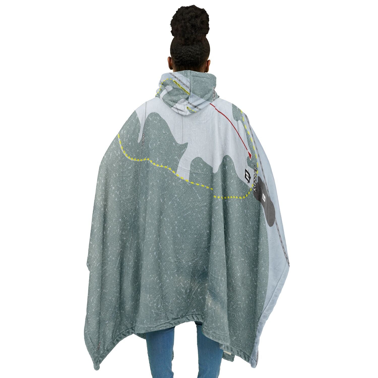 Dixie Summit, Oregon Ski Resort Map Flannel Blanket Poncho