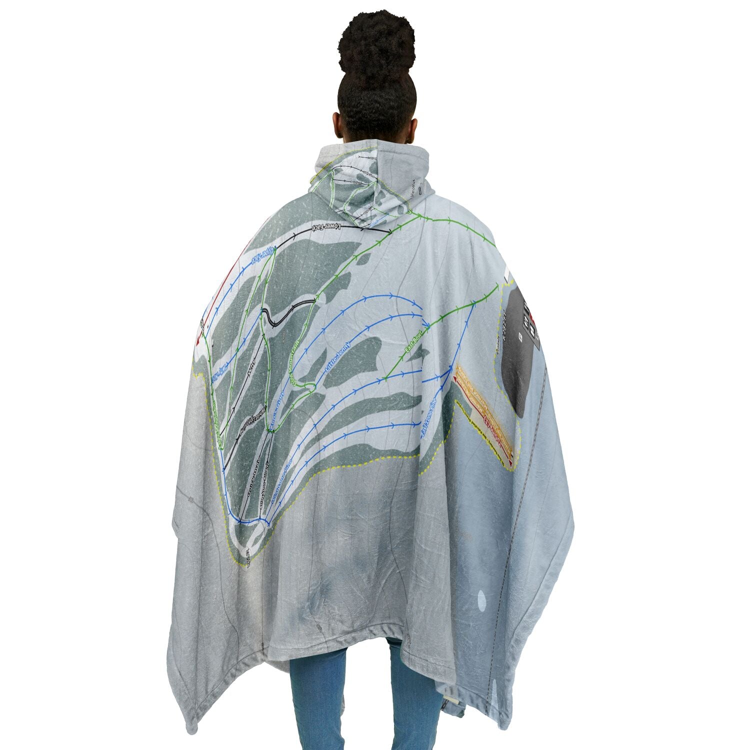 Hesperus, Colorado Ski Resort Map Flannel Blanket Poncho