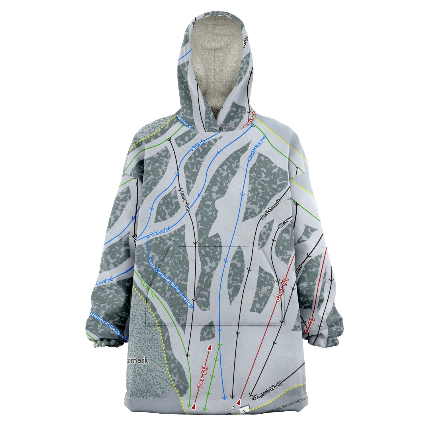 Sitz mark, Washington Ski Trail Map - Snug Hoodie - Powderaddicts