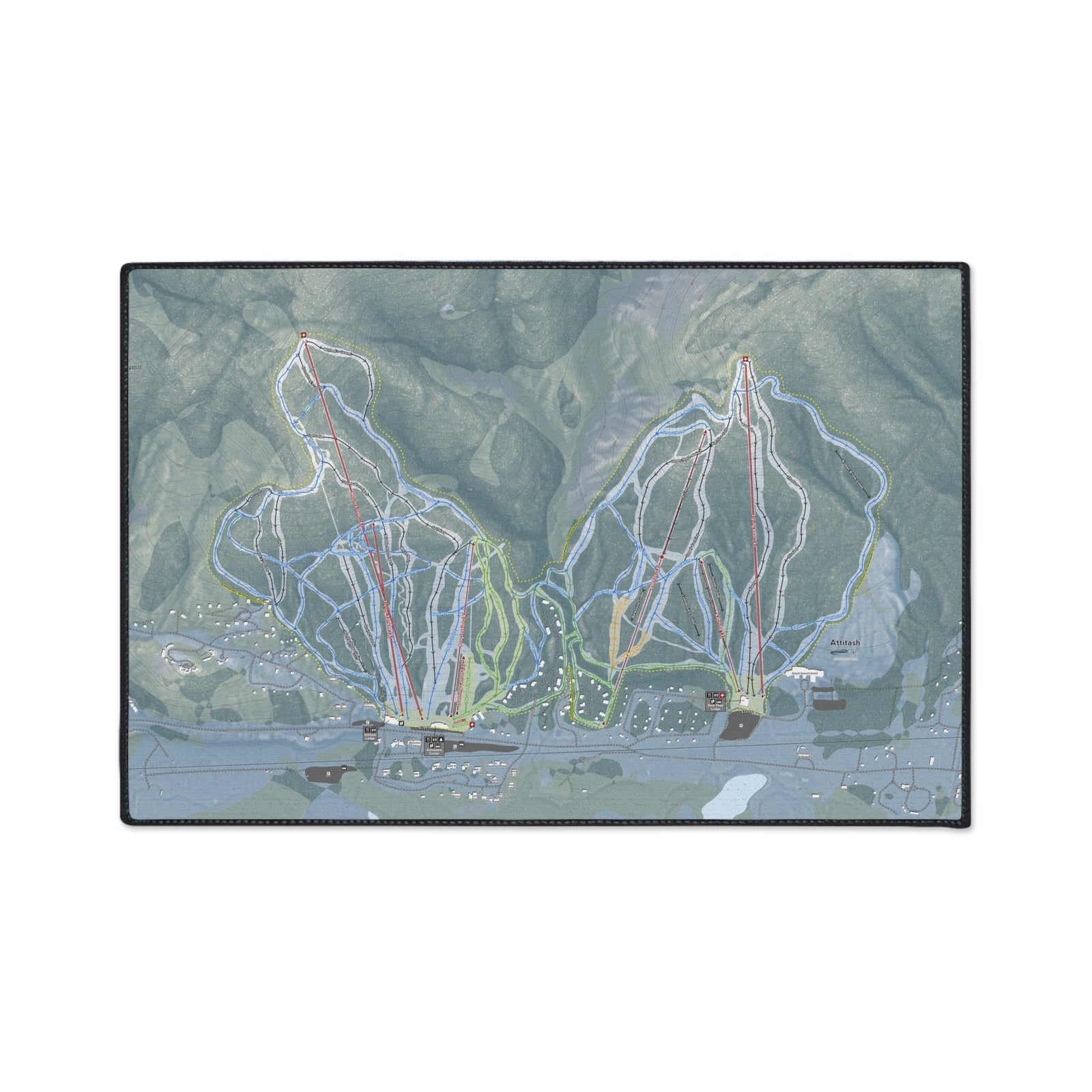 Attitash Mountain, New Hampshire Ski Resort Map Heavy Duty Floor Mat