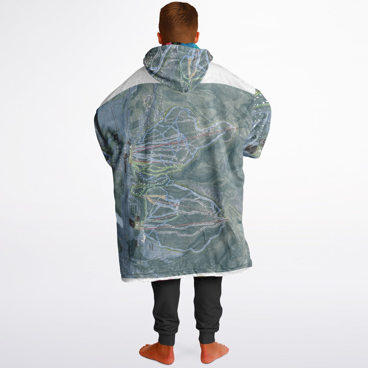 Attitash Mountain, New Hampshire Ski Resort Map Reversible Snug Hoodie