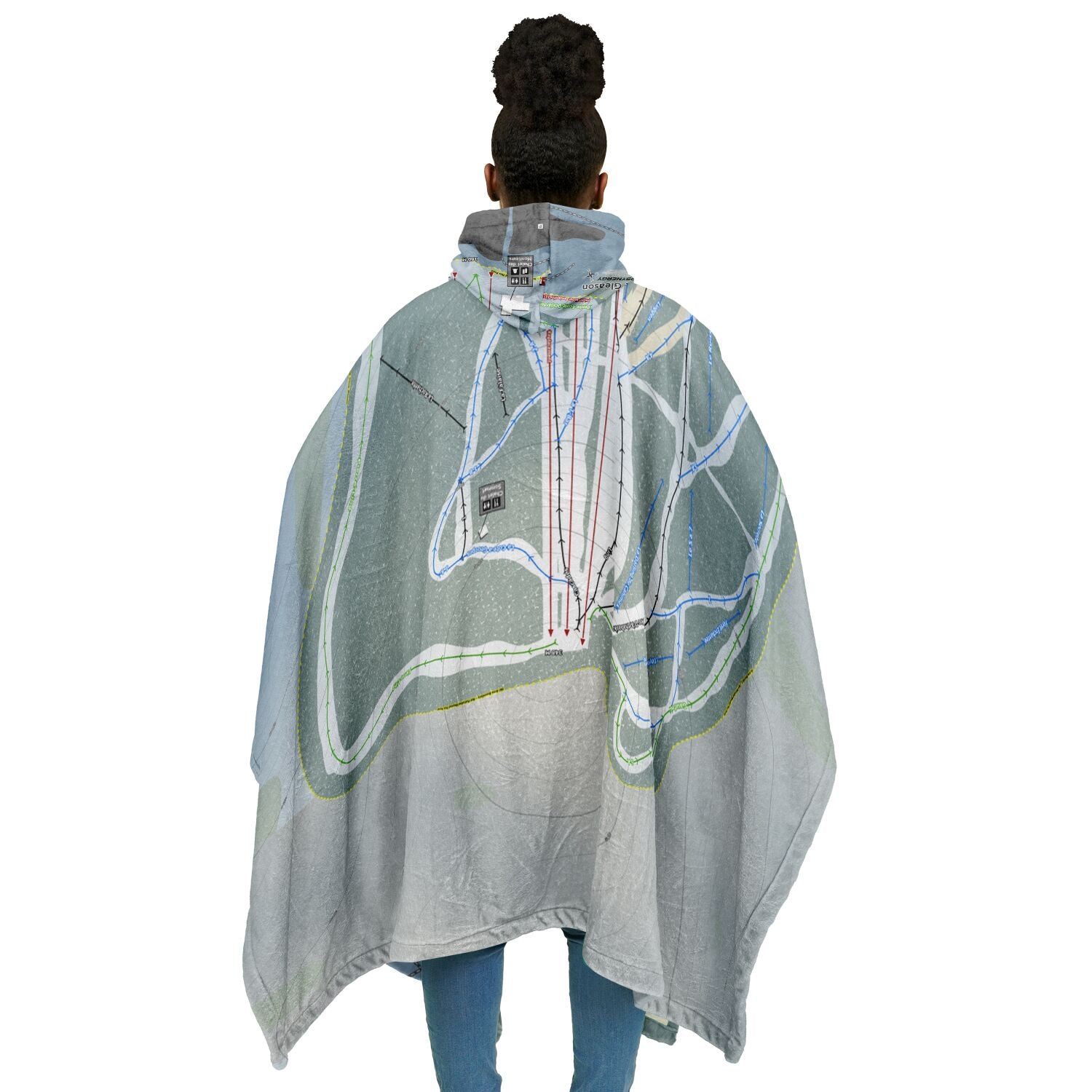 Mont Gleason, Quebec Ski Resort Map Flannel Blanket Poncho