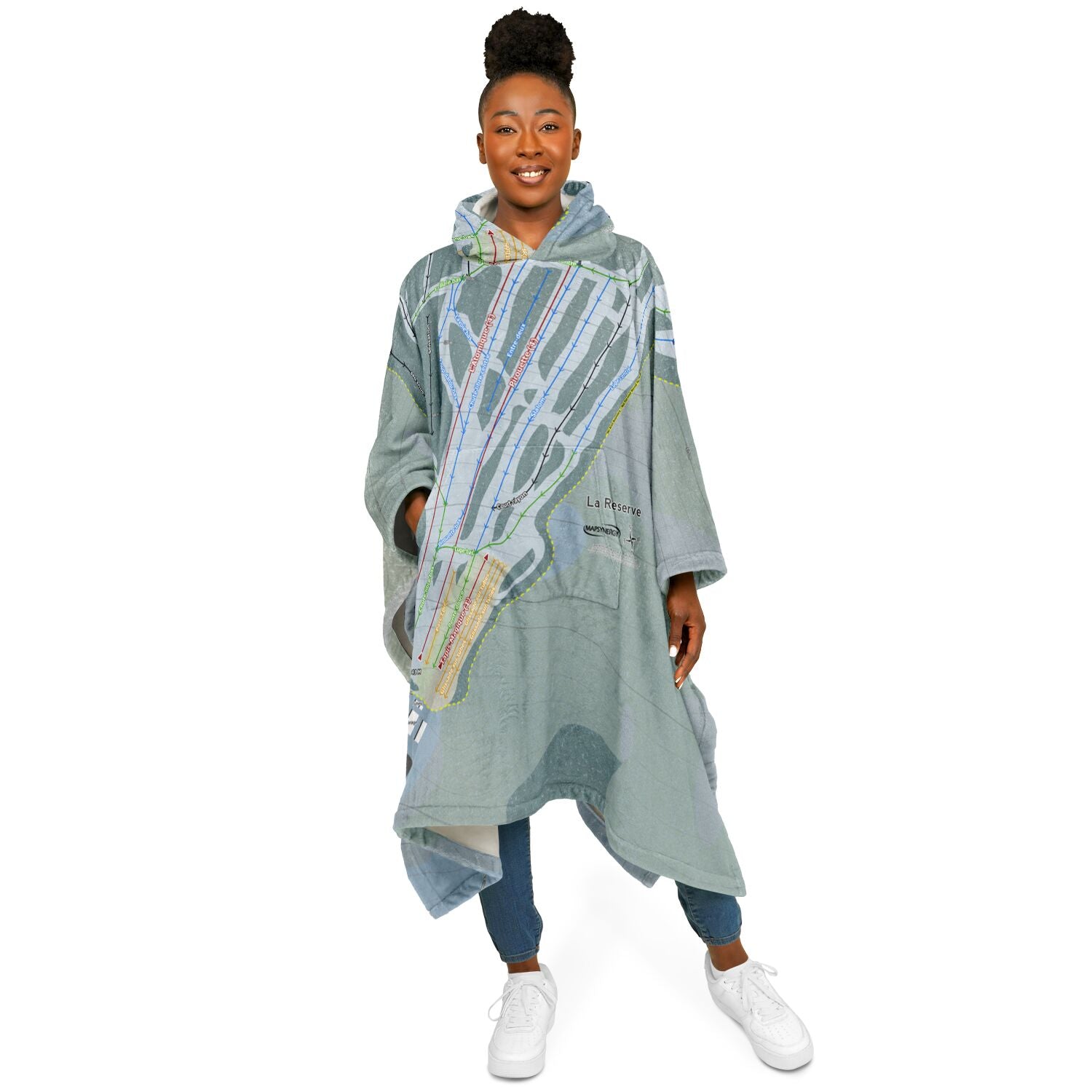 La Reserve, Quebec Ski Resort Map Flannel Blanket Poncho