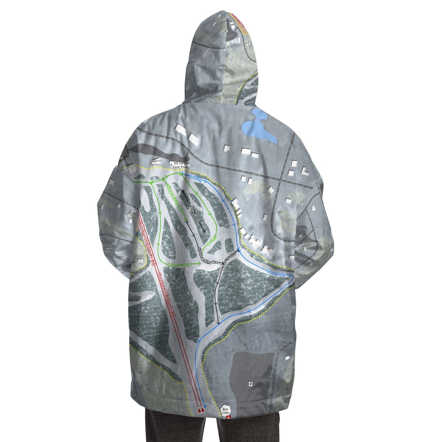 Eagle Rock, Pennsylvania Ski Trail Map Snug Hoodie
