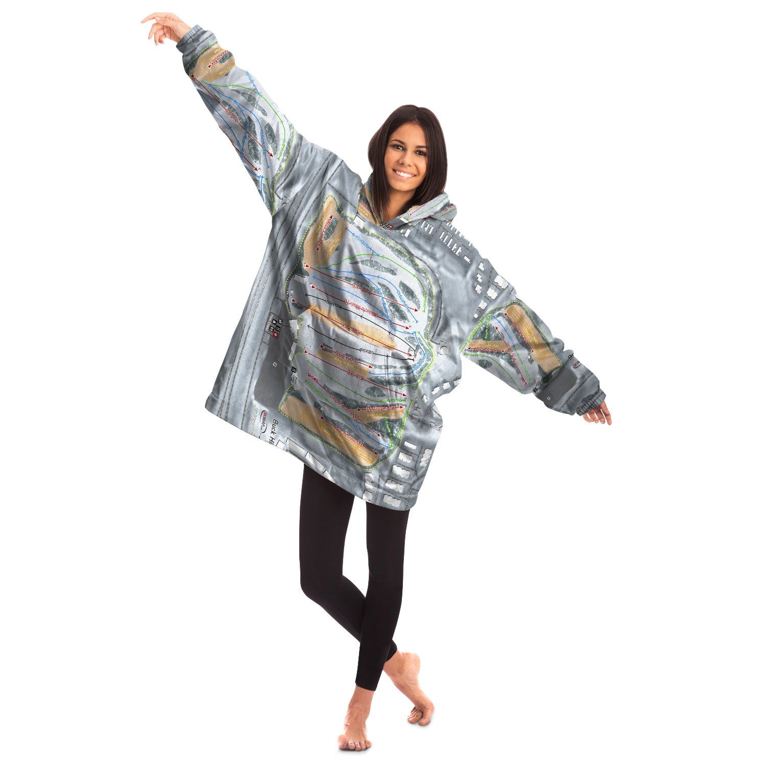 Buck Hill, Minnesota Ski Trail Map Snug Hoodie - Powderaddicts