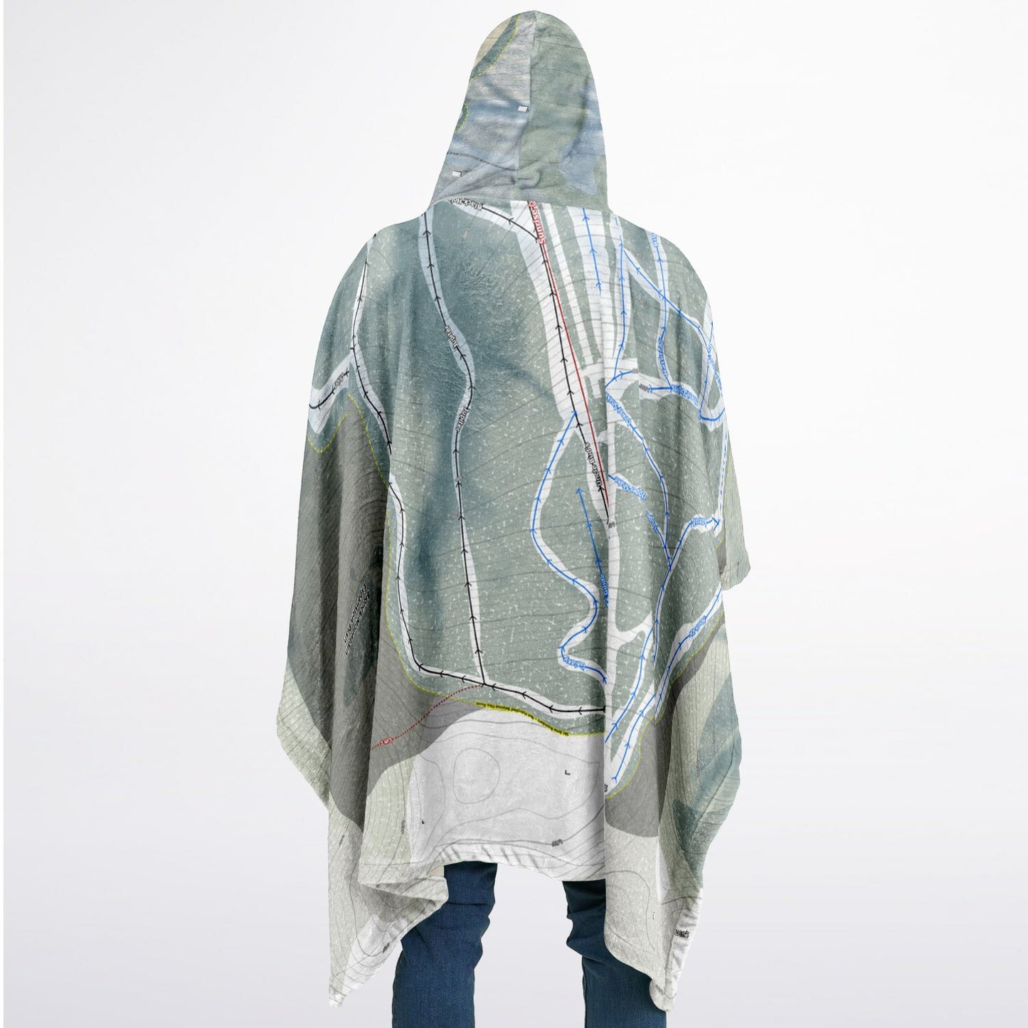 Bigrock Mountain, Maine Ski Resort Map Flannel Blanket Poncho