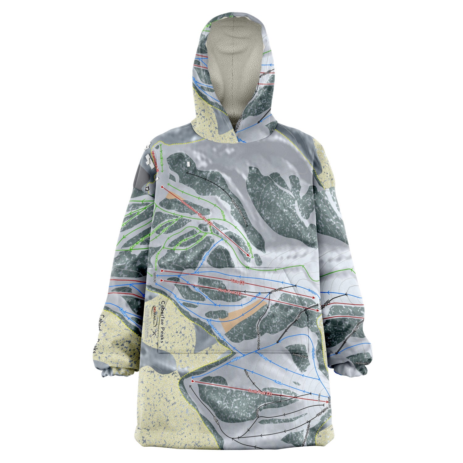 Caberfae Peaks, Michigan Ski Trail Map Snug Hoodie