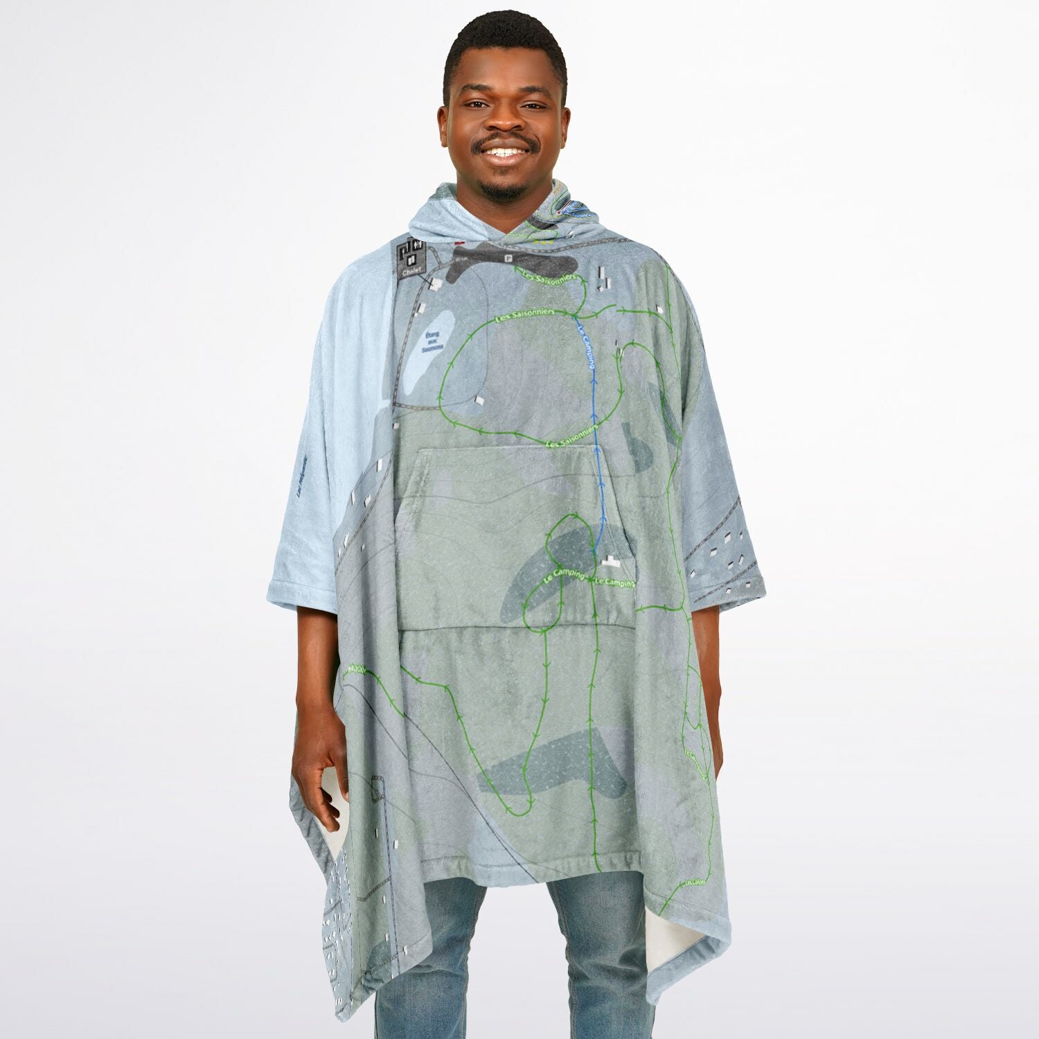 Baie des Sables, Quebec Ski Resort Map Flannel Blanket Poncho