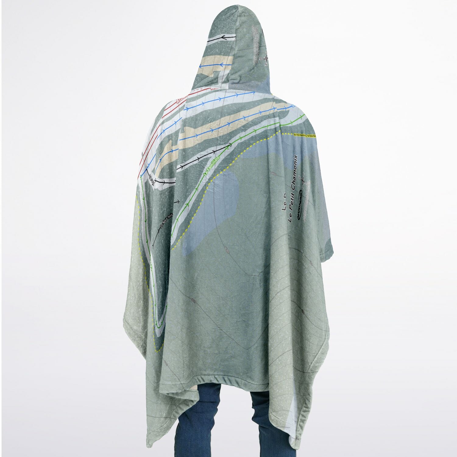 Le Petit Chamonix, Quebec Ski Resort Map Flannel Blanket Poncho