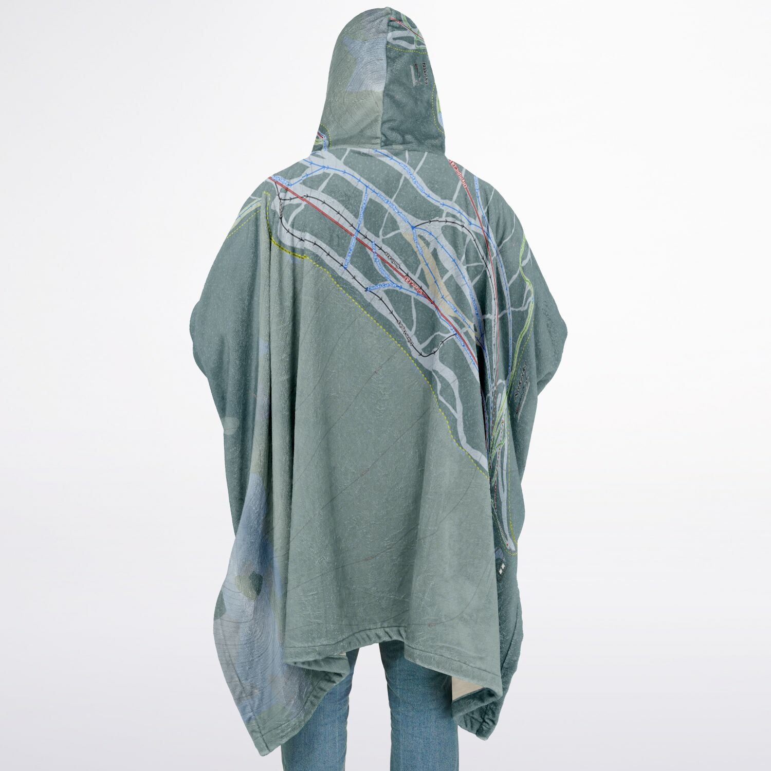 Nakiska, Alberta Ski Resort Map Flannel Blanket Poncho