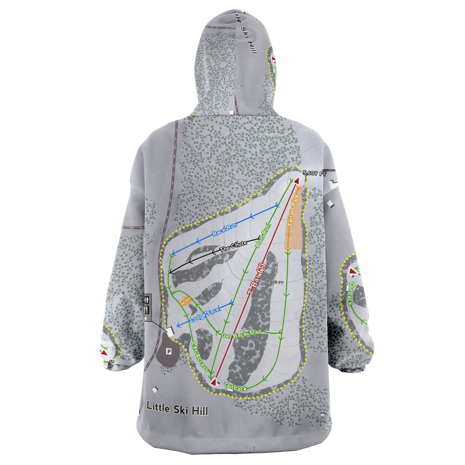 Little Ski Hill, Idaho Ski Trail Map Snug Hoodie