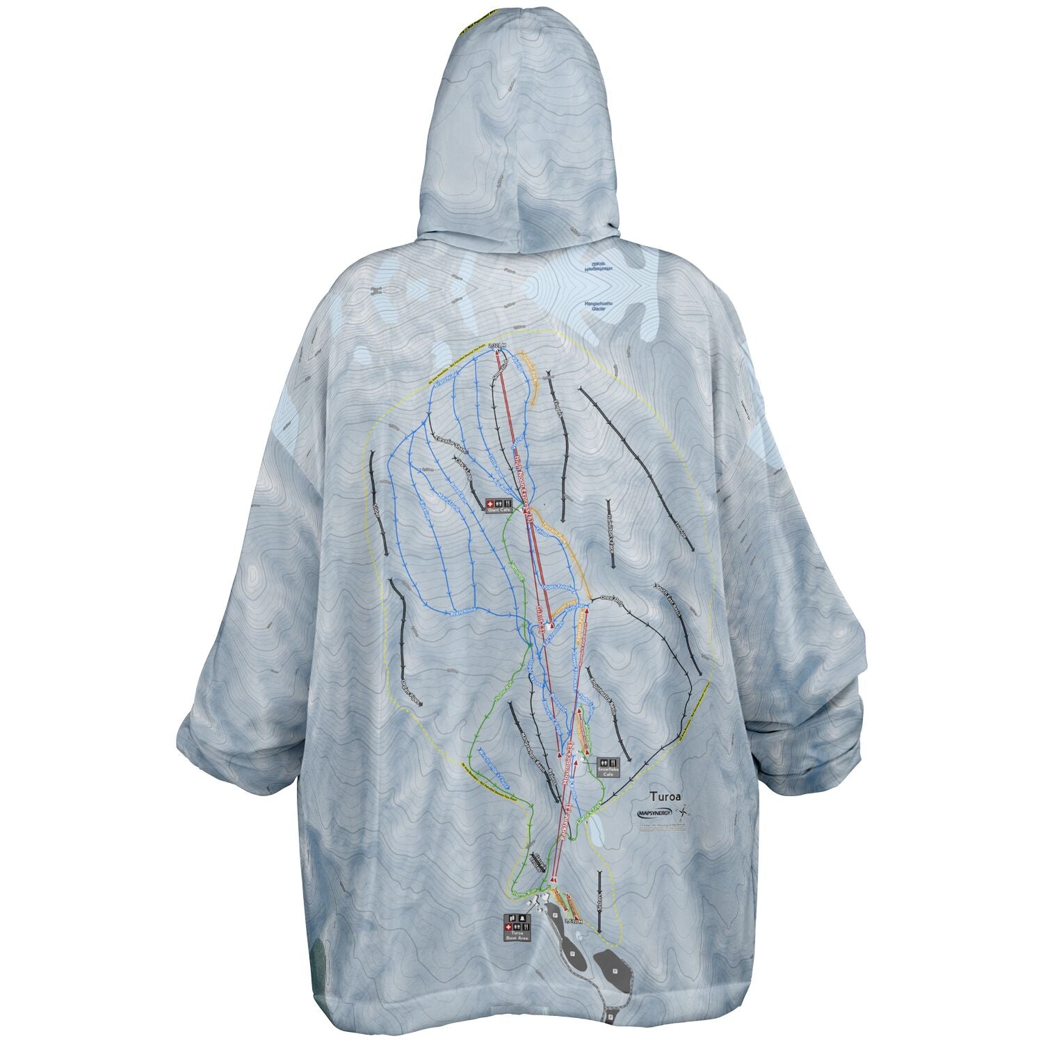 Turoa, New Zealand Ski Trail Map - Snug Hoodie