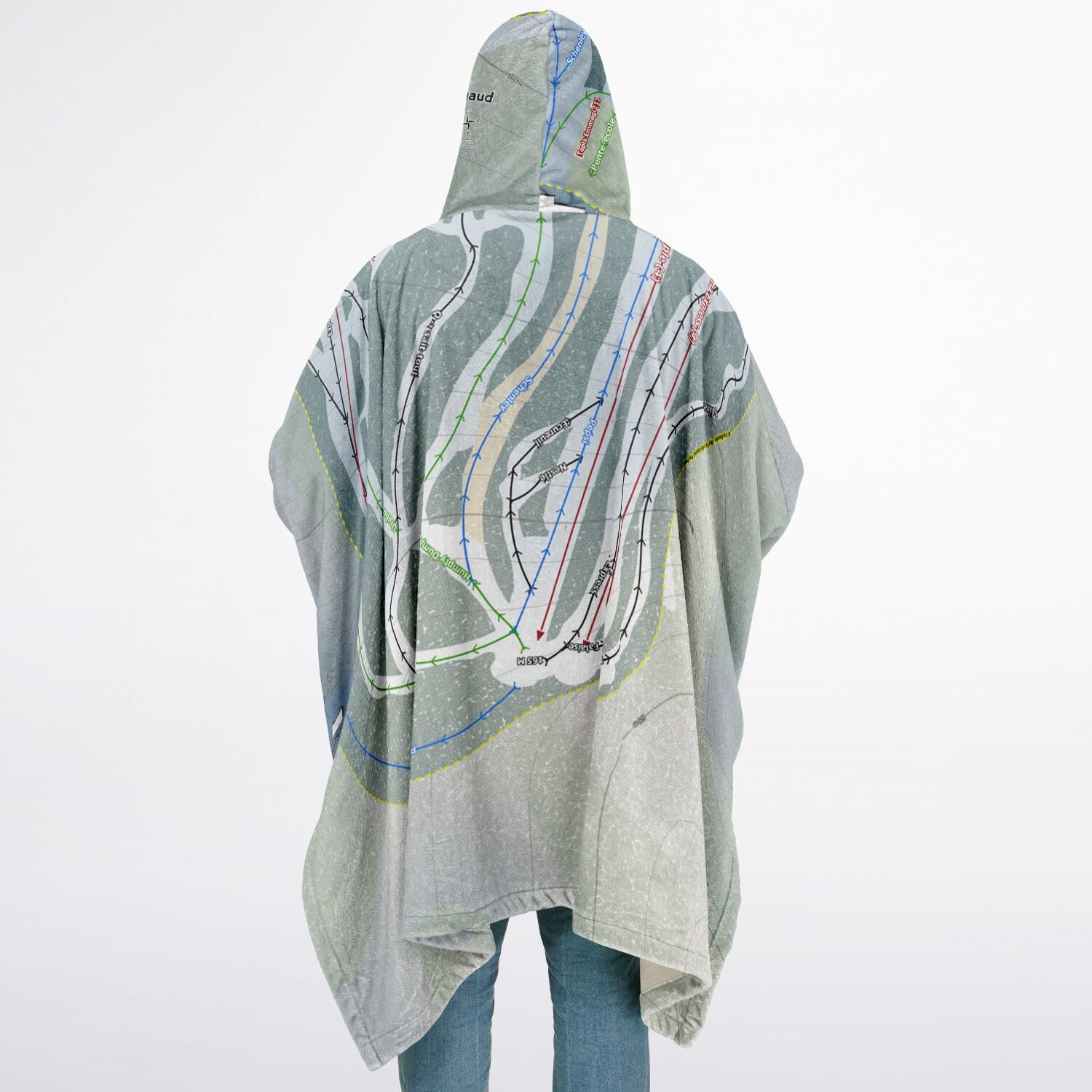 Mont Rigaud, Quebec Ski Resort Map Flannel Blanket Poncho