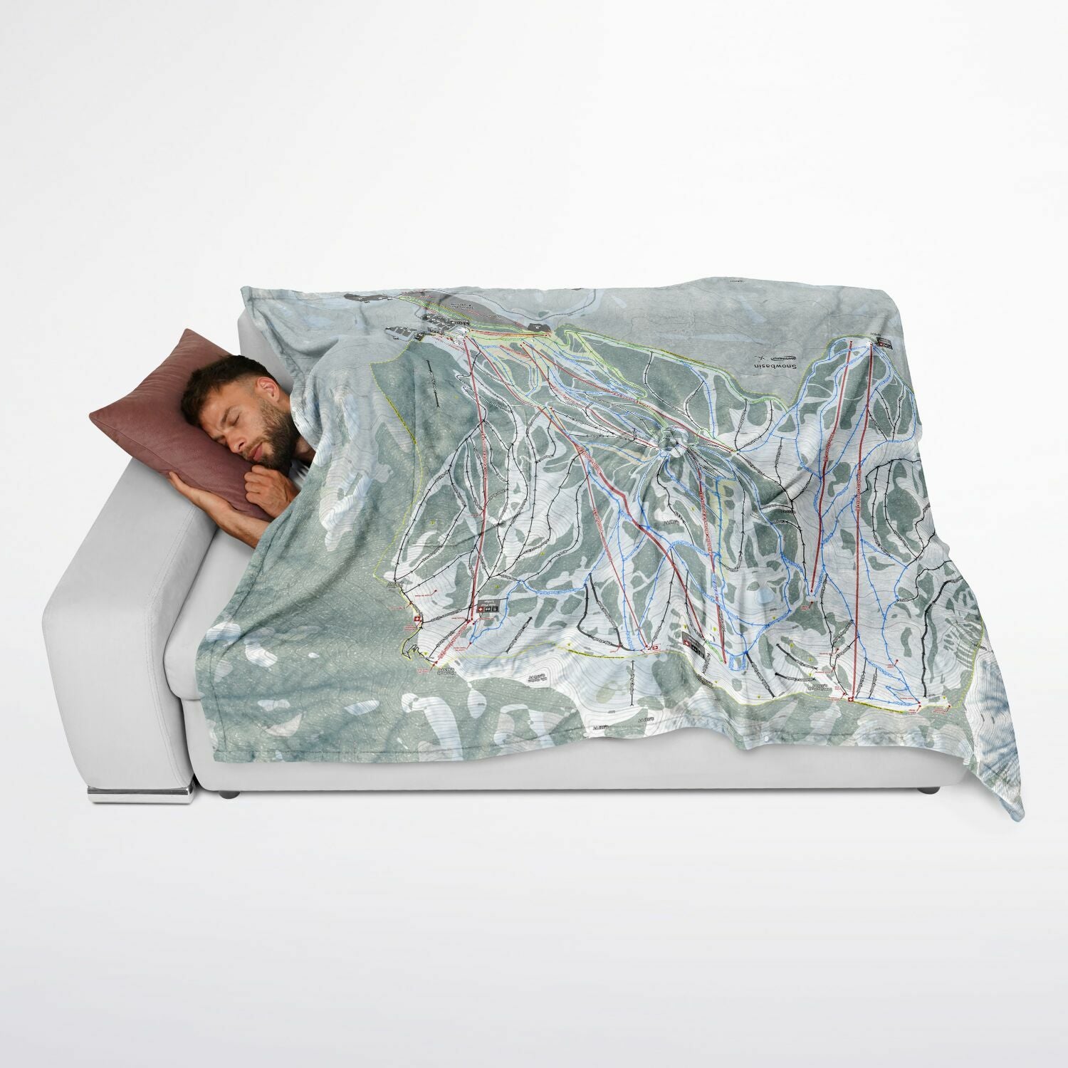 Snowbasin, Utah Ski Resort Map Flannel Blanket Poncho