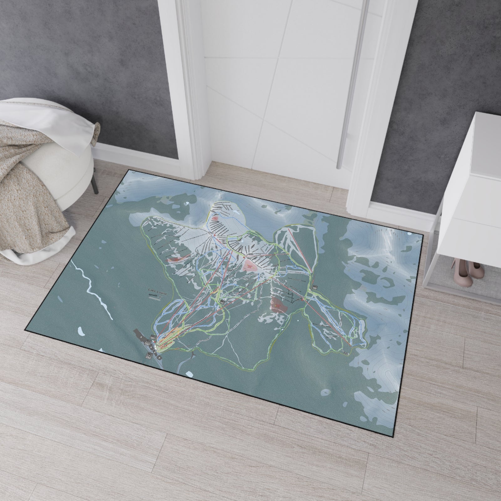Lake Loiuse, Alberta Ski Resort Map Heavy Duty Floor Mat