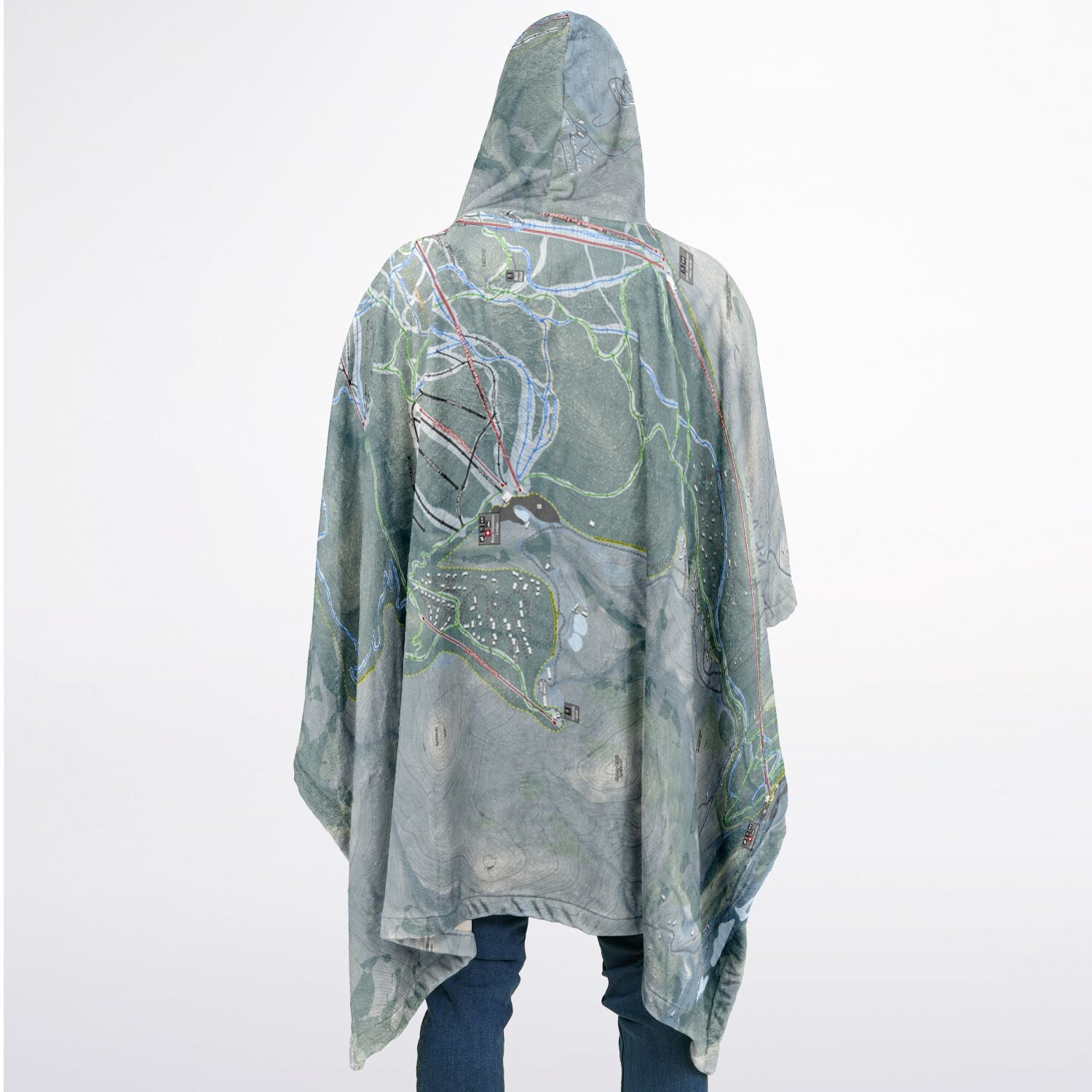 Killington, Vermont Ski Resort Map Flannel Blanket Poncho