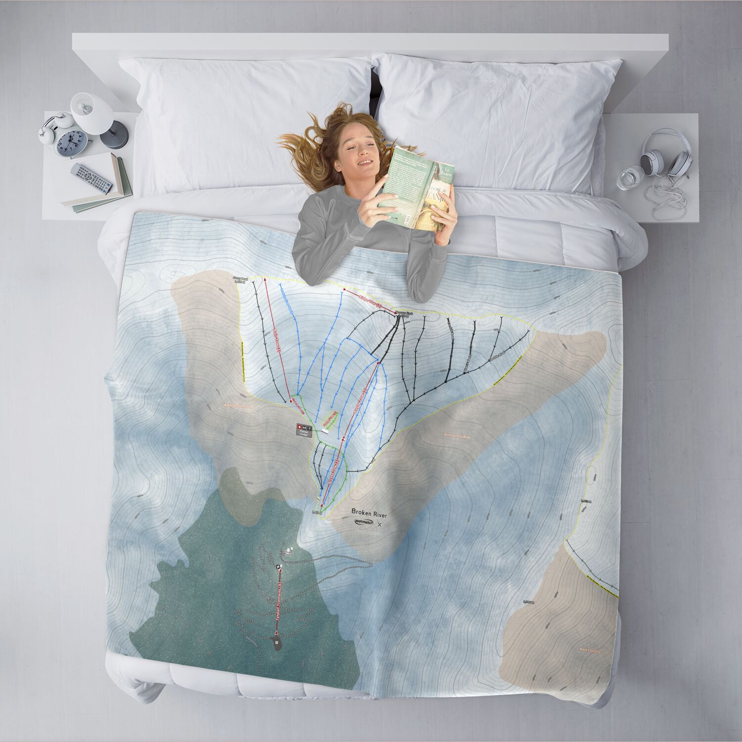 Broken River, New Zealand Ski Resort Map XL Blanket