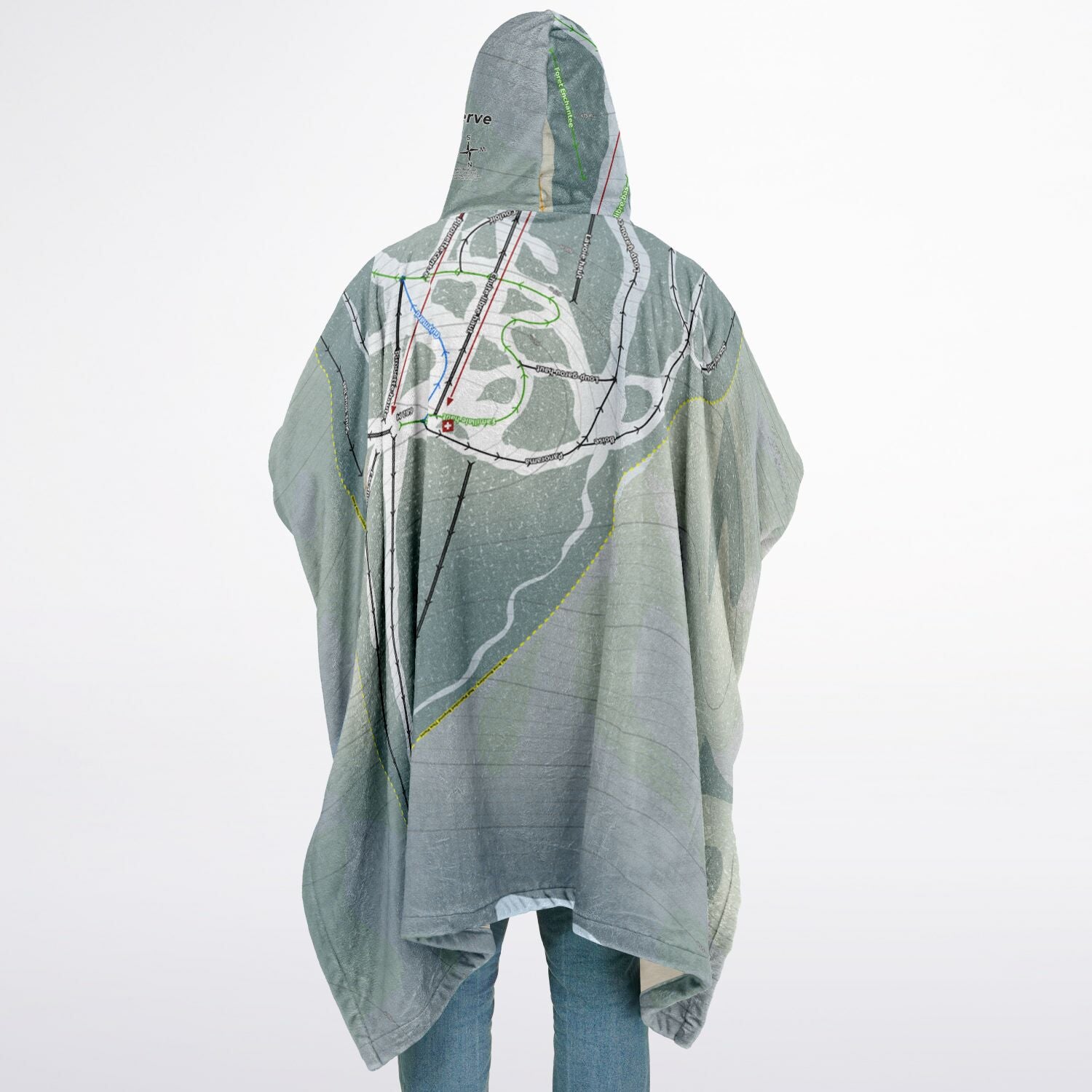 La Reserve, Quebec Ski Resort Map Flannel Blanket Poncho