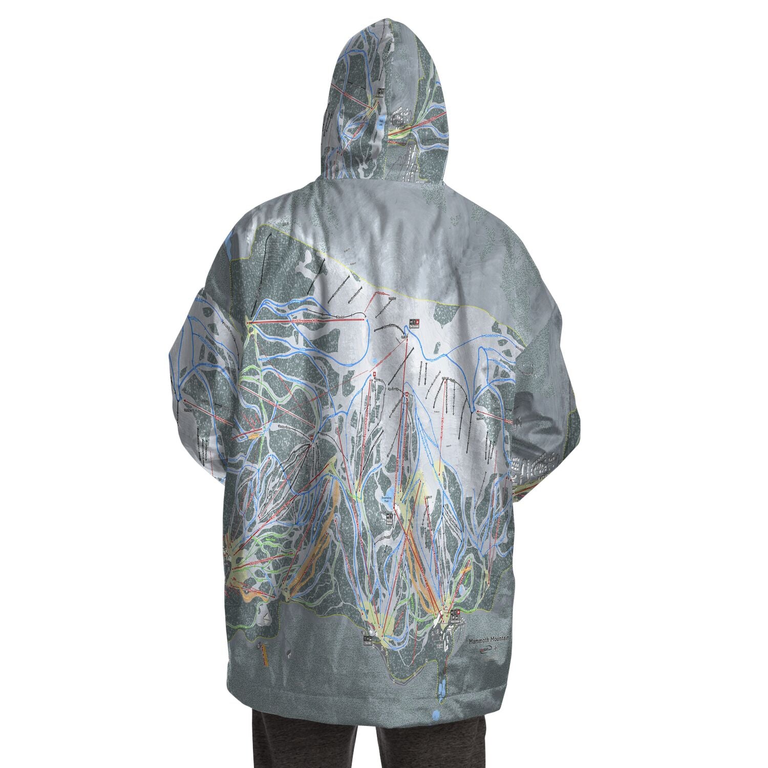 Mammoth Mtn, California Ski Trail Map - Snug Hoodie
