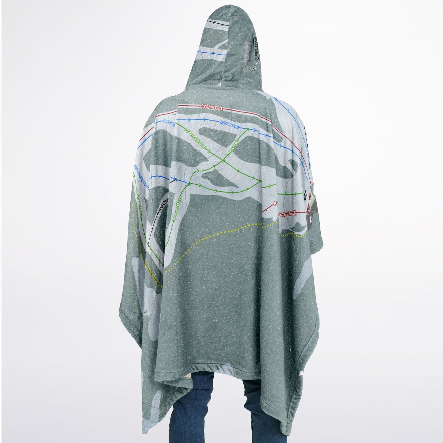 Ferguson Ridge, Oregon Ski Resort Map Flannel Blanket Poncho