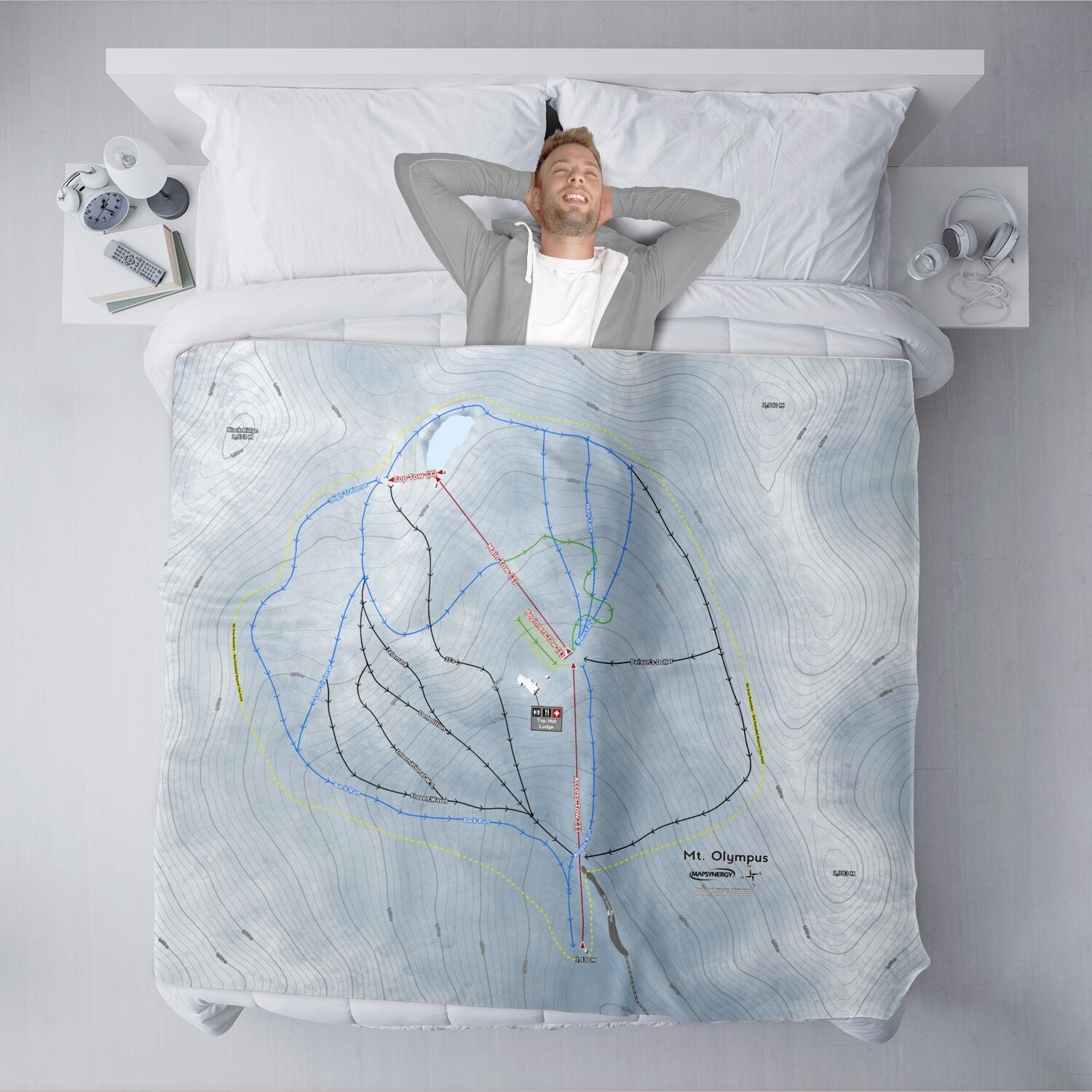 Mt Olympus, New Zealand Ski Resort Map XL Blanket