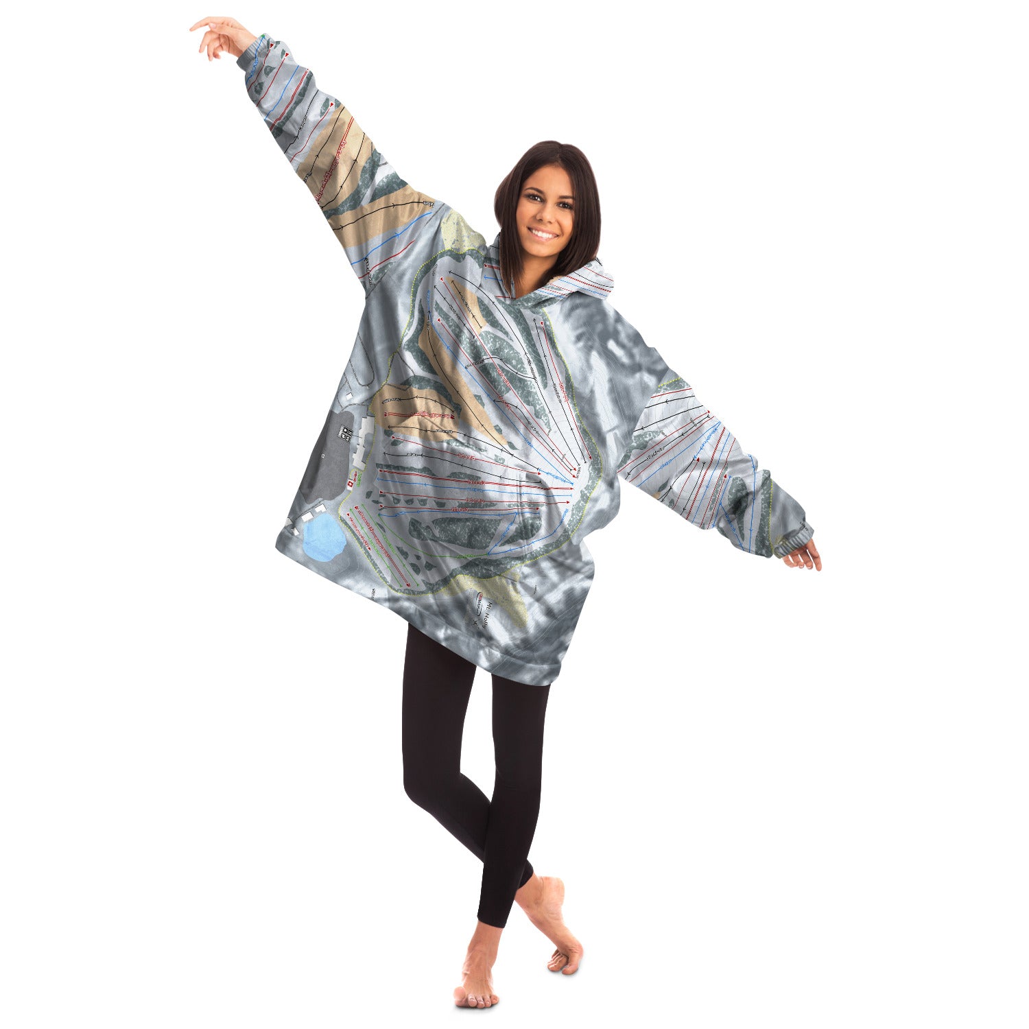 Mt Holly, Michigan Ski Trail Map Snug Hoodie